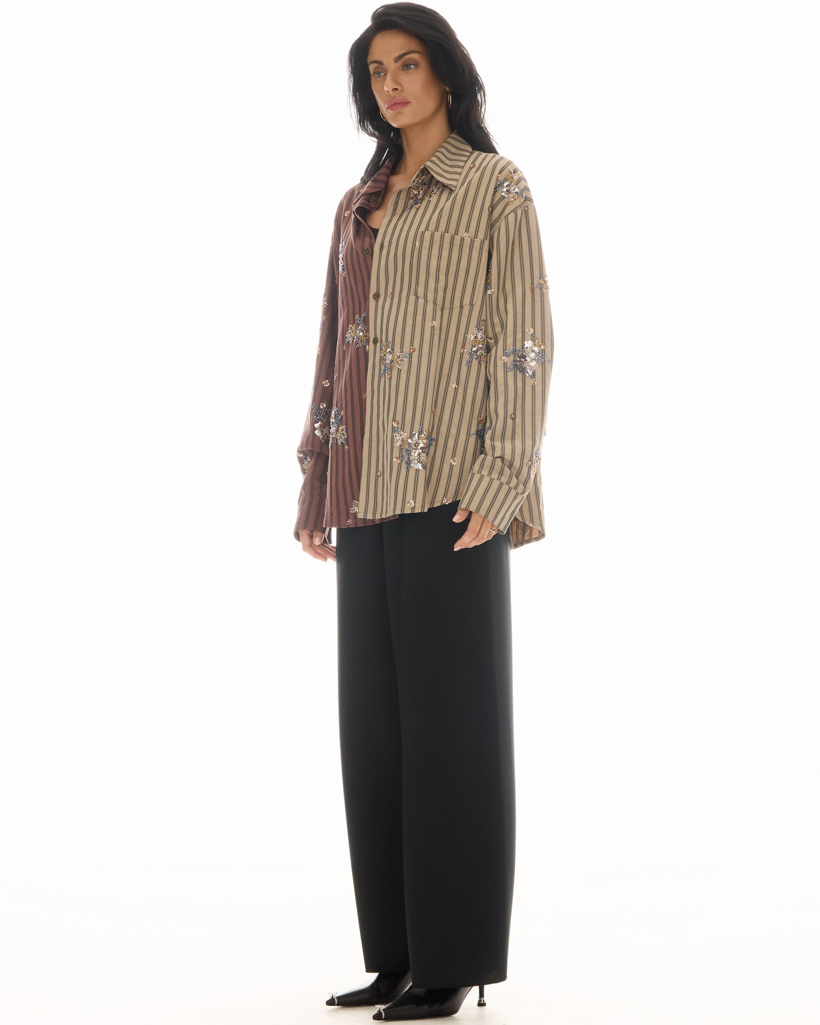 Embellished Half n Half Stripe Shirt by THE TALES - product photo