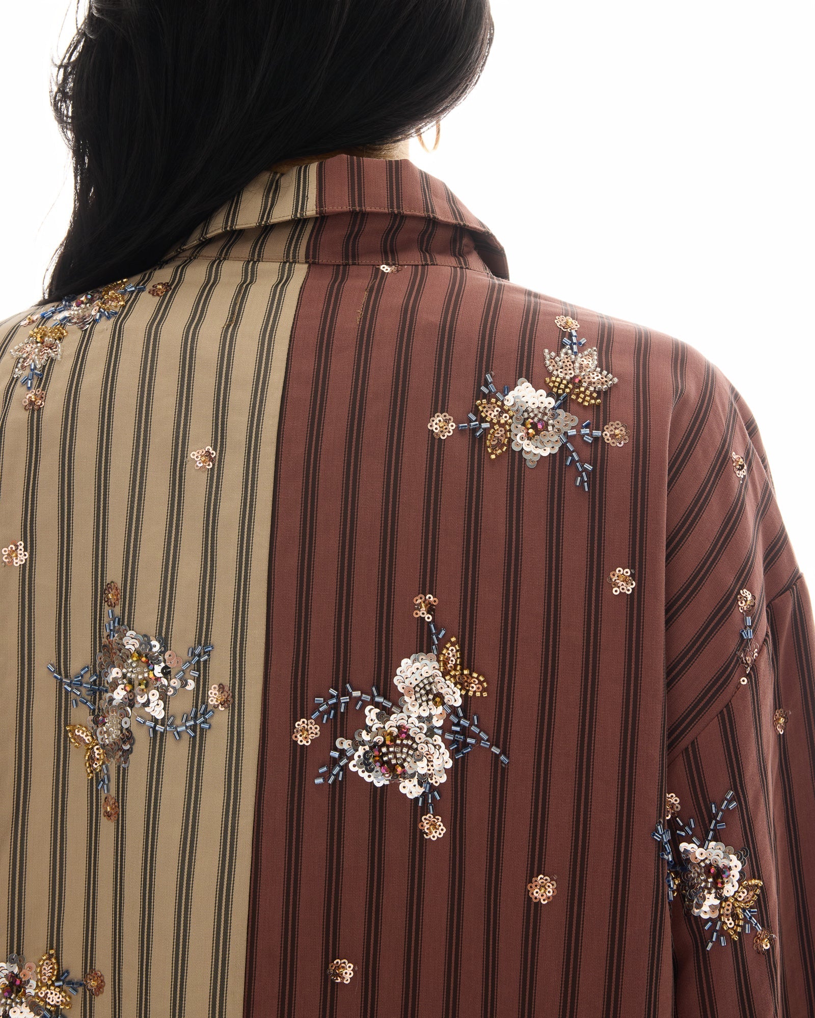 Embellished Half n Half Stripe Shirt by THE TALES - detail view