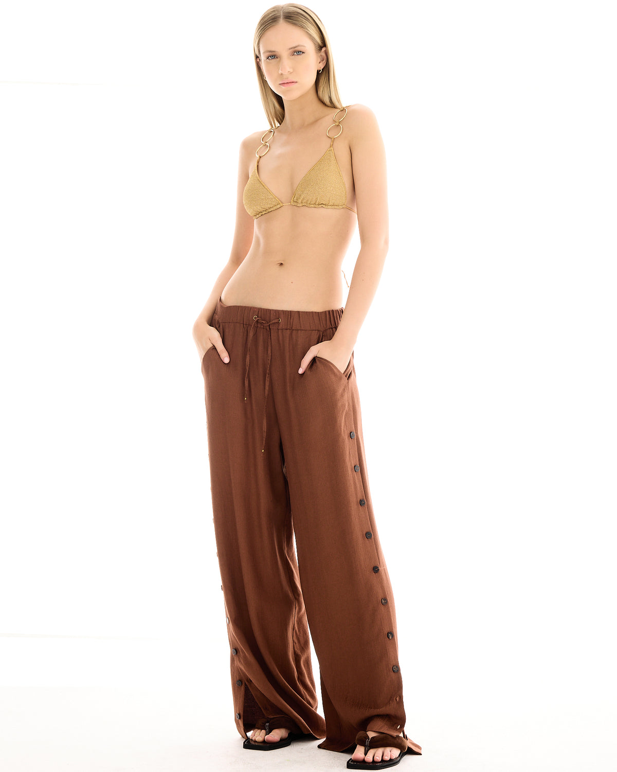 Frida Textured Silk Jaquard Pants