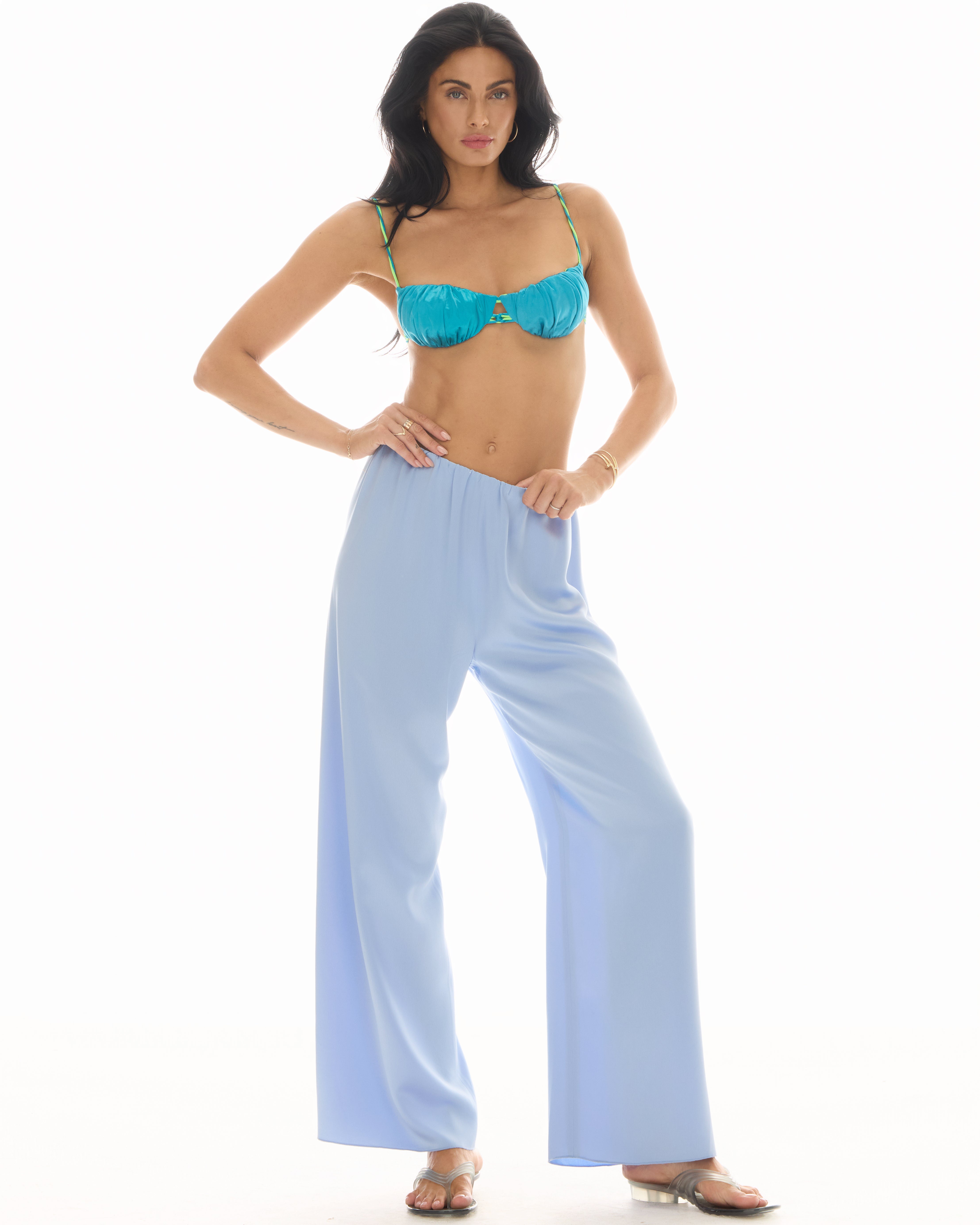 Waterfall Waist Satin Pants by THE TALES - product photo
