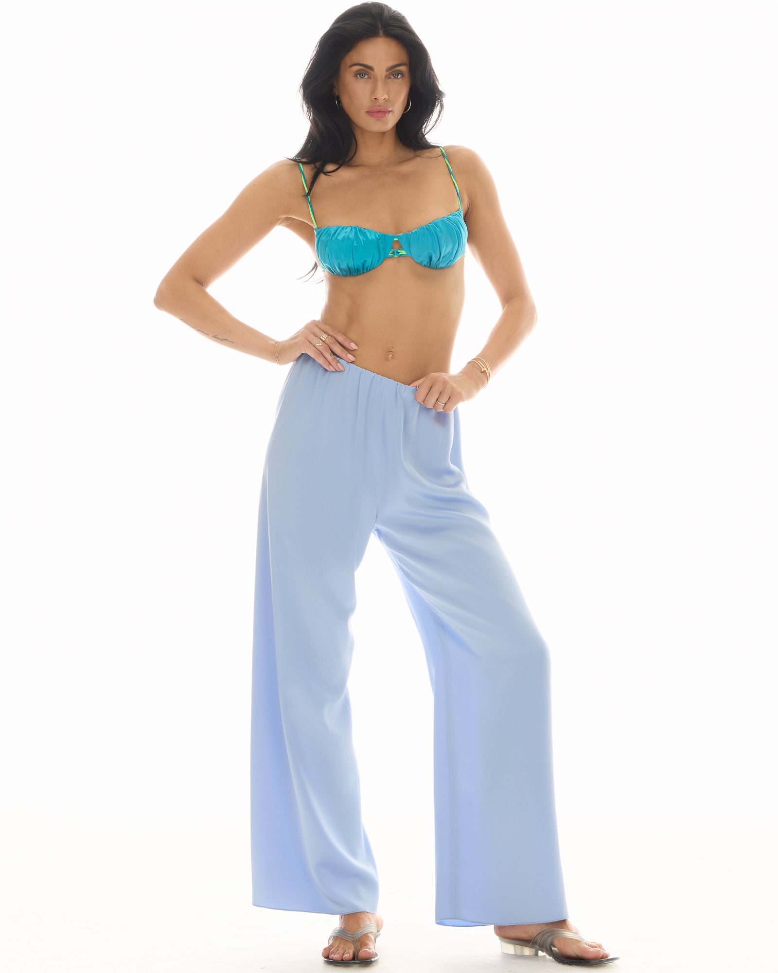 Waterfall Waist Satin Pants by THE TALES - product photo