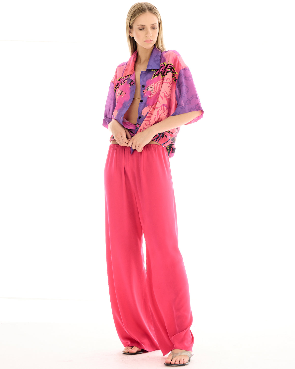 Waterfall Waist Satin Pants