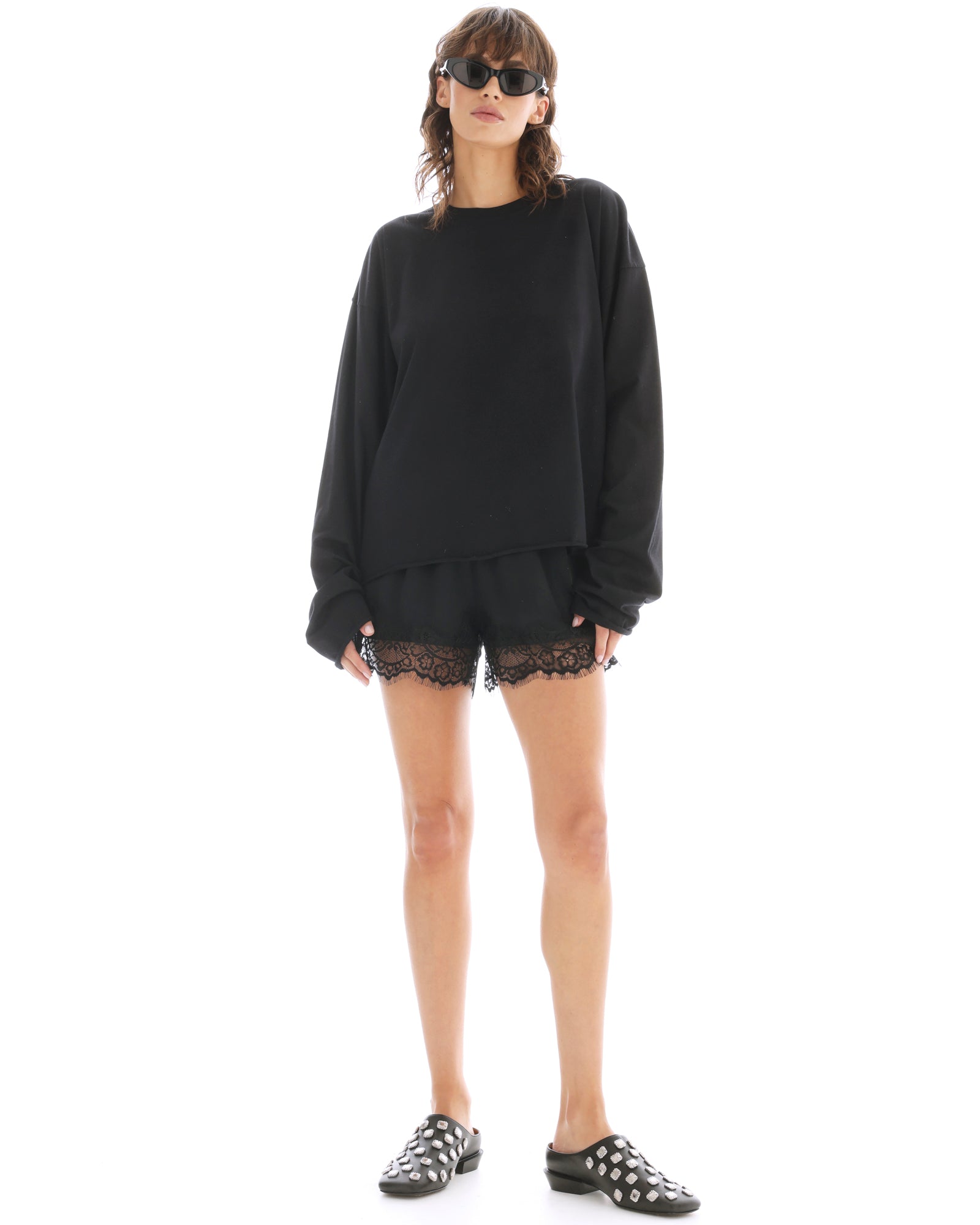 Heart Back Lace Long Sleeve Tee