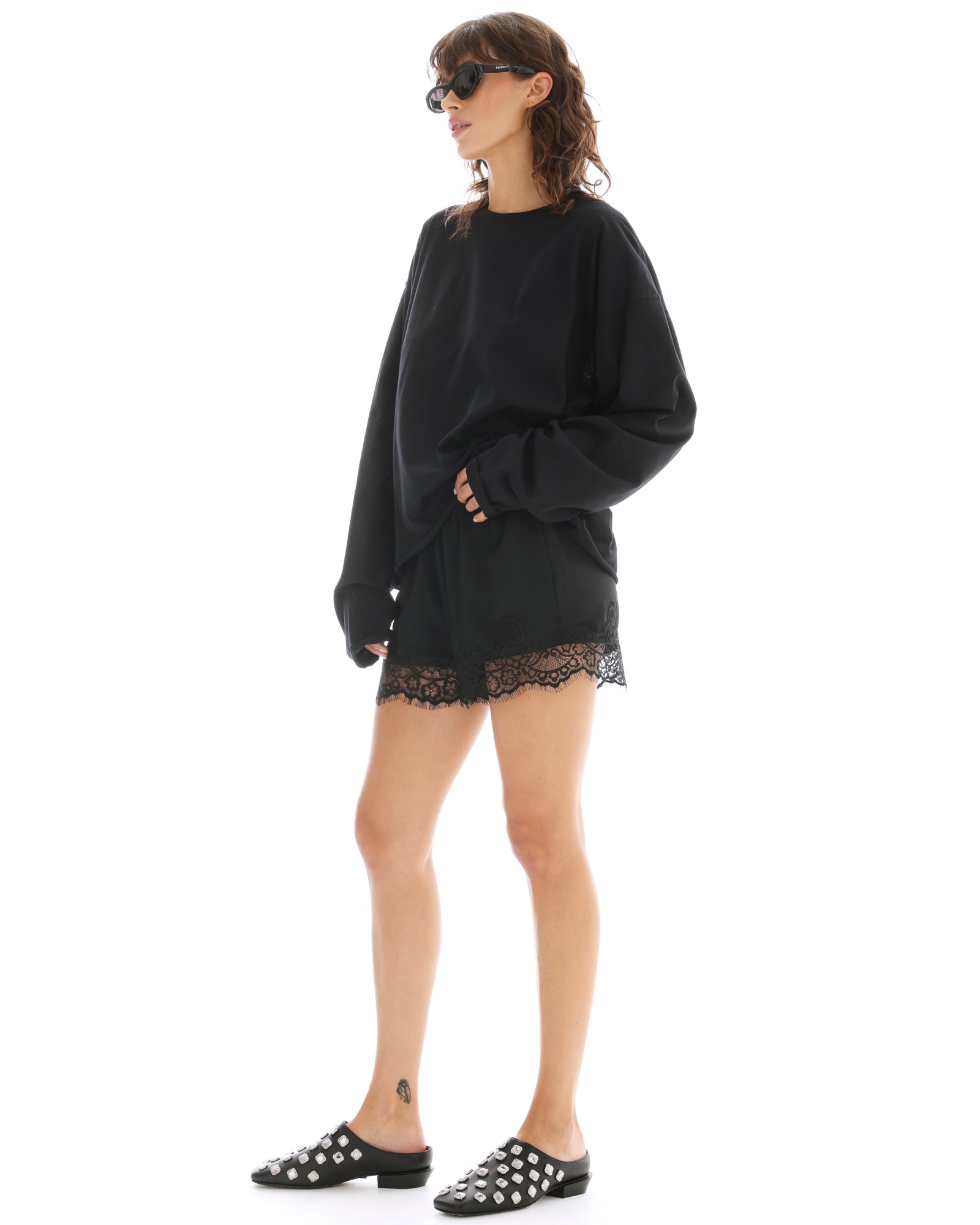 Heart Back Lace Long Sleeve Tee