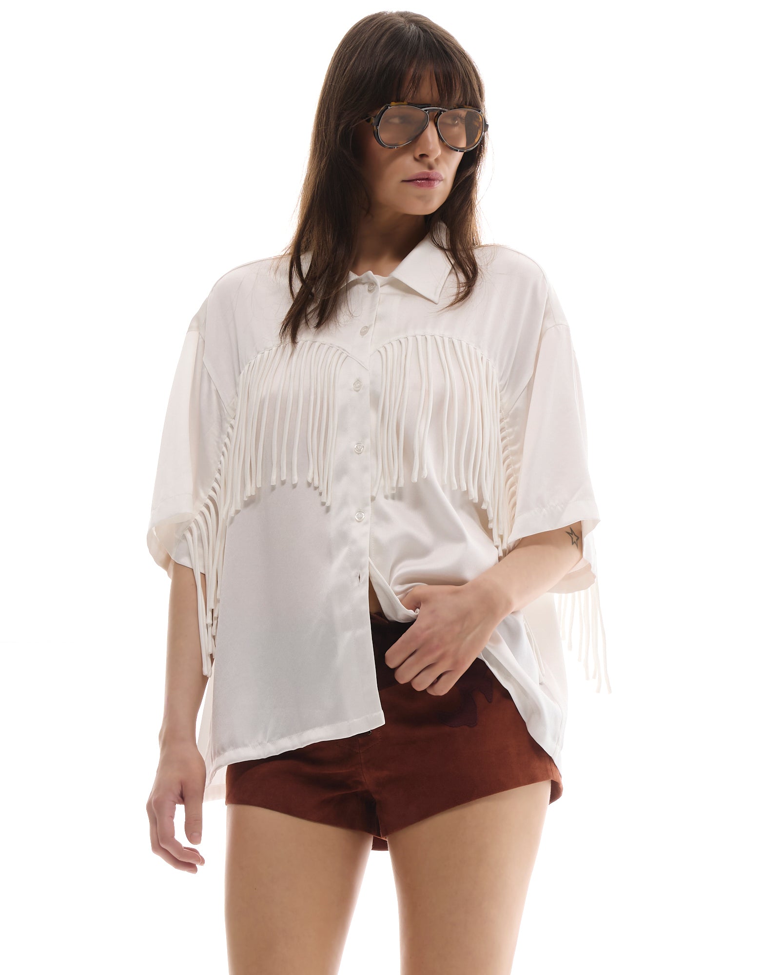 Ibiza Nights Satin Fringed Shirt THE TALES