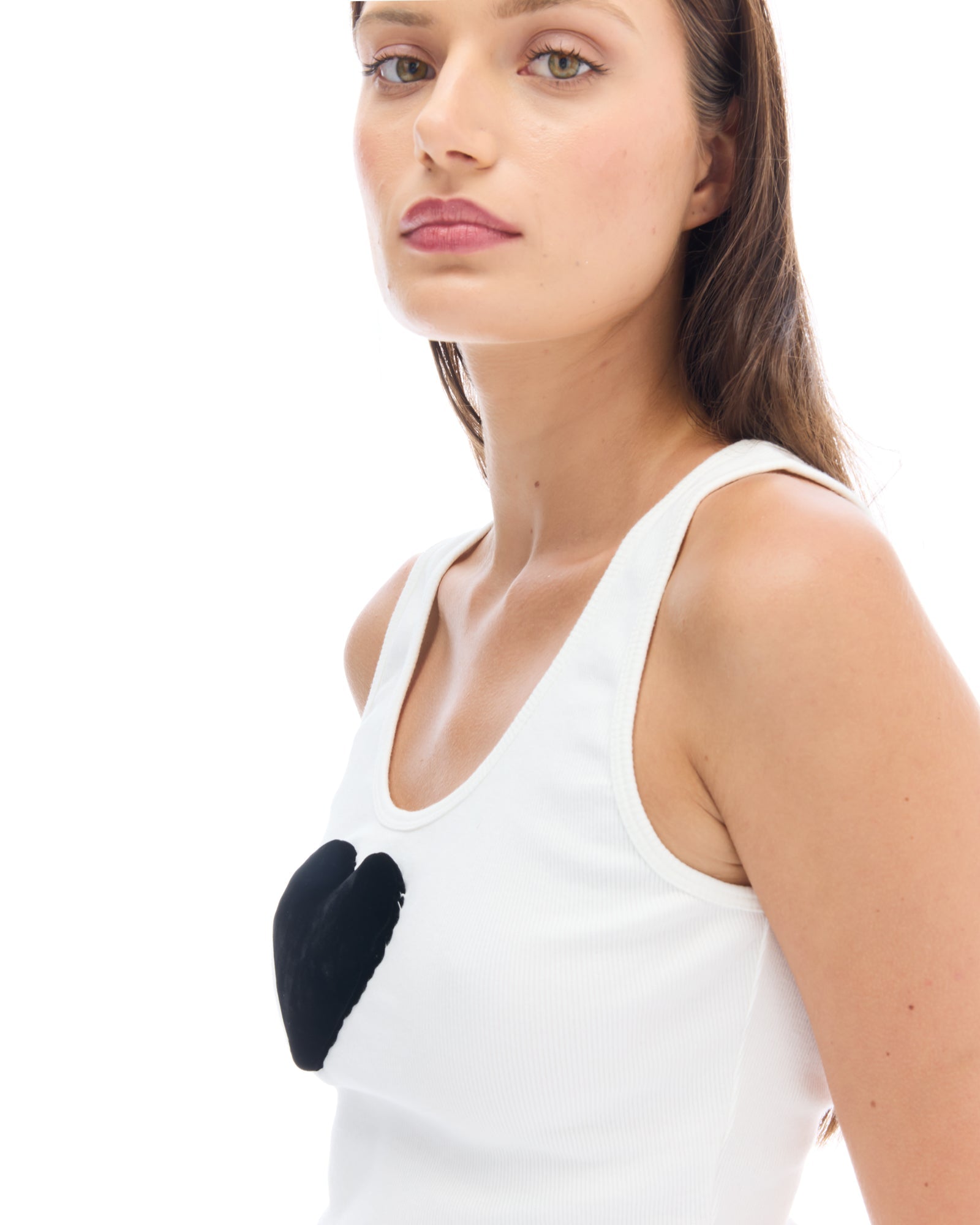 We Love 3D Velvet Heart Singlet by THE TALES - side view
