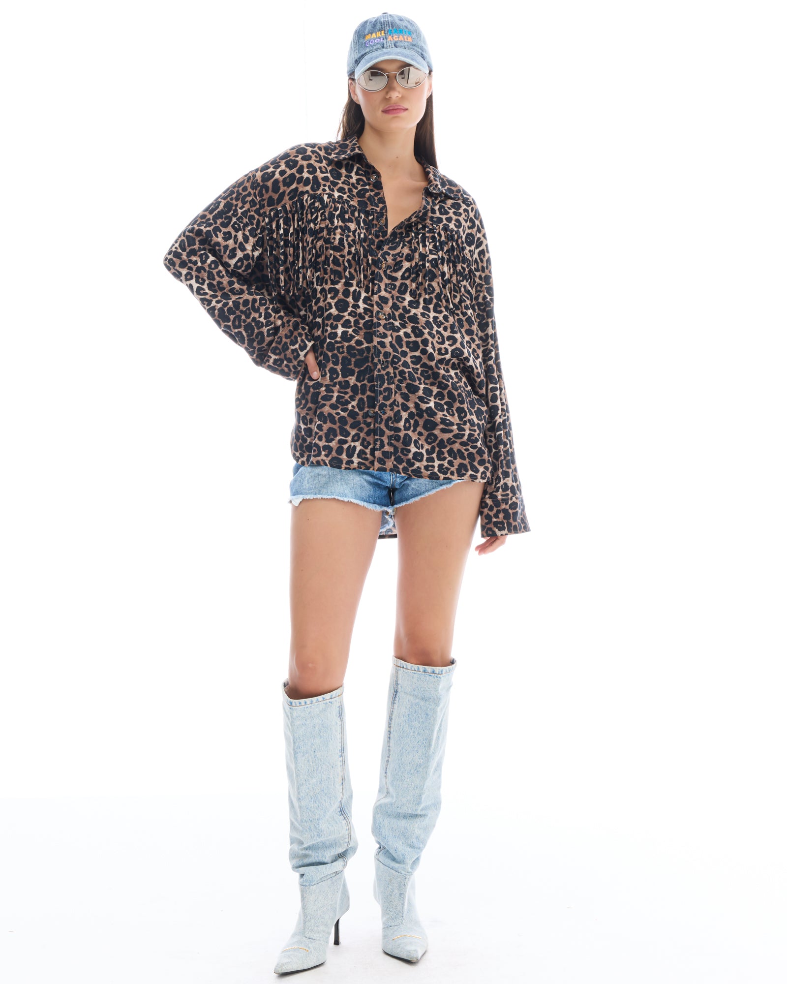 Ibiza Animal Fringed Long Sleeve Shirt