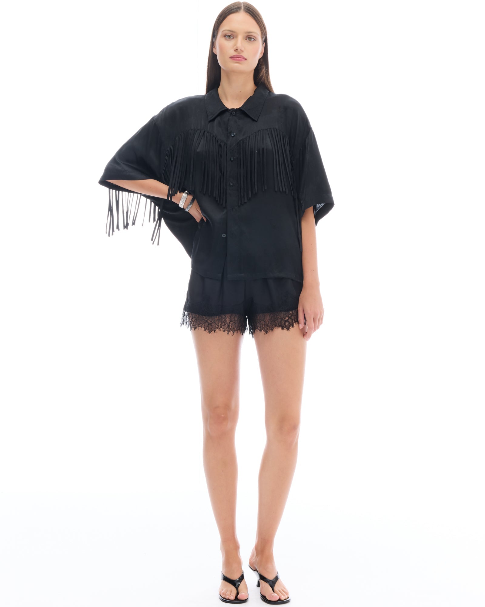 Ibiza Nights Satin Fringed Shirt THE TALES