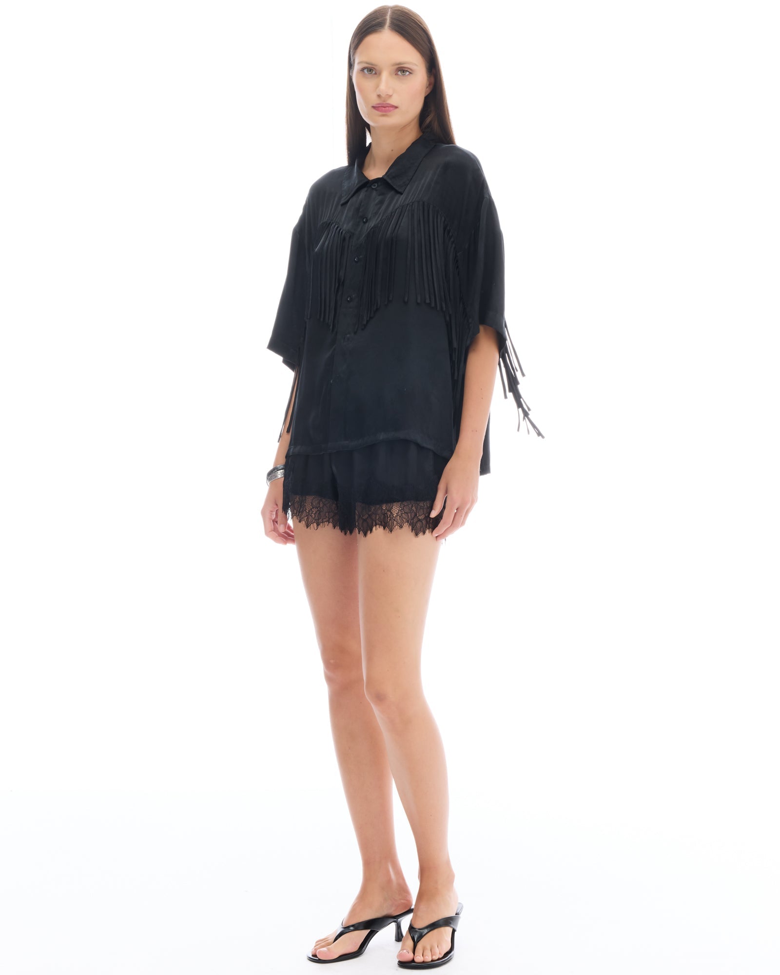 Ibiza Nights Satin Fringed Shirt THE TALES
