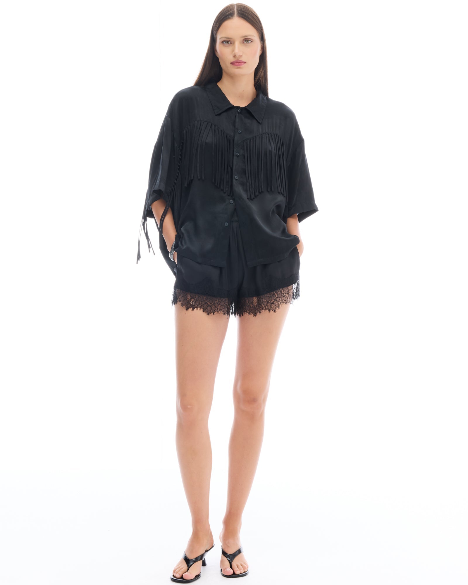 Ibiza Nights Satin Fringed Shirt THE TALES