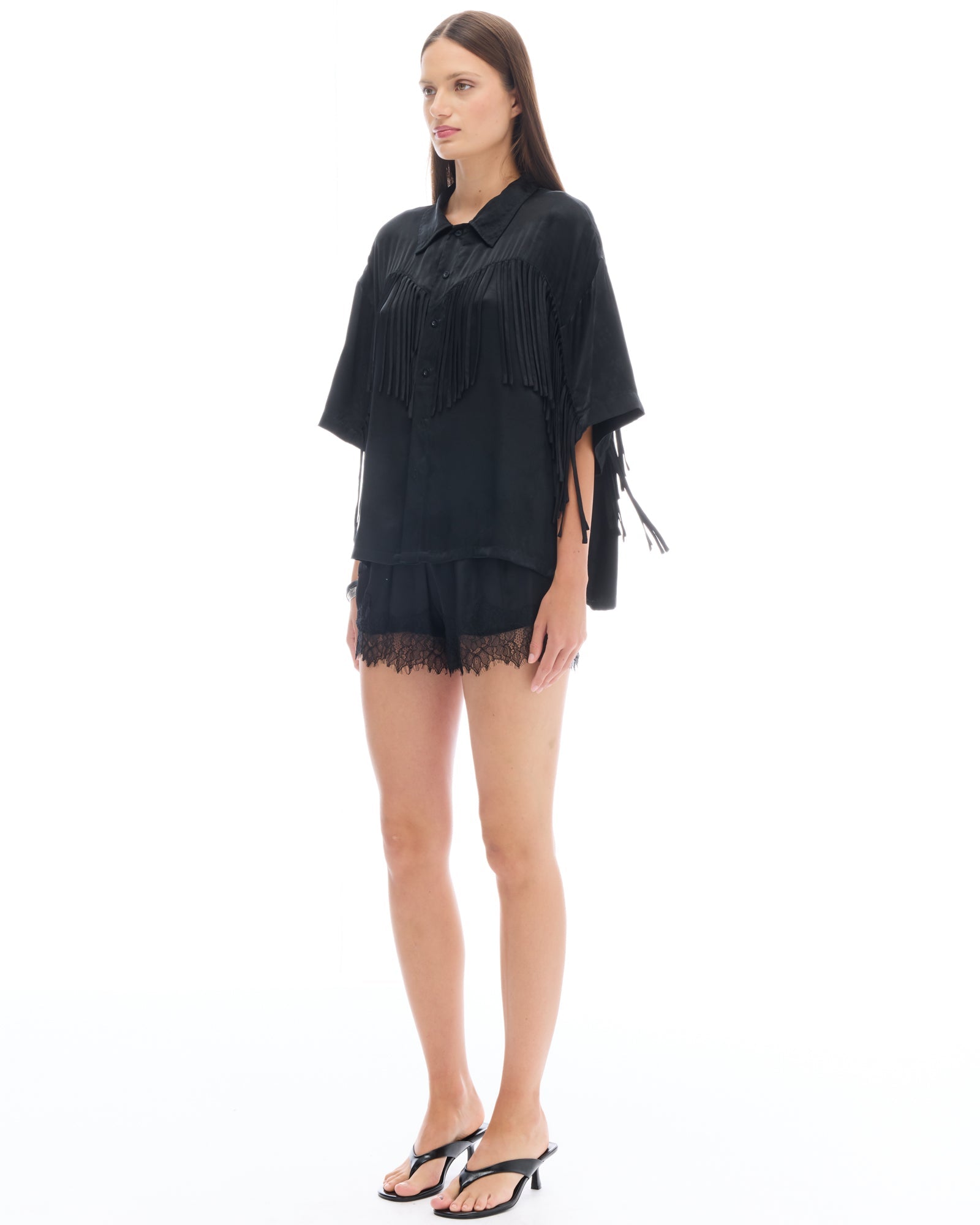 Ibiza Nights Satin Fringed Shirt THE TALES