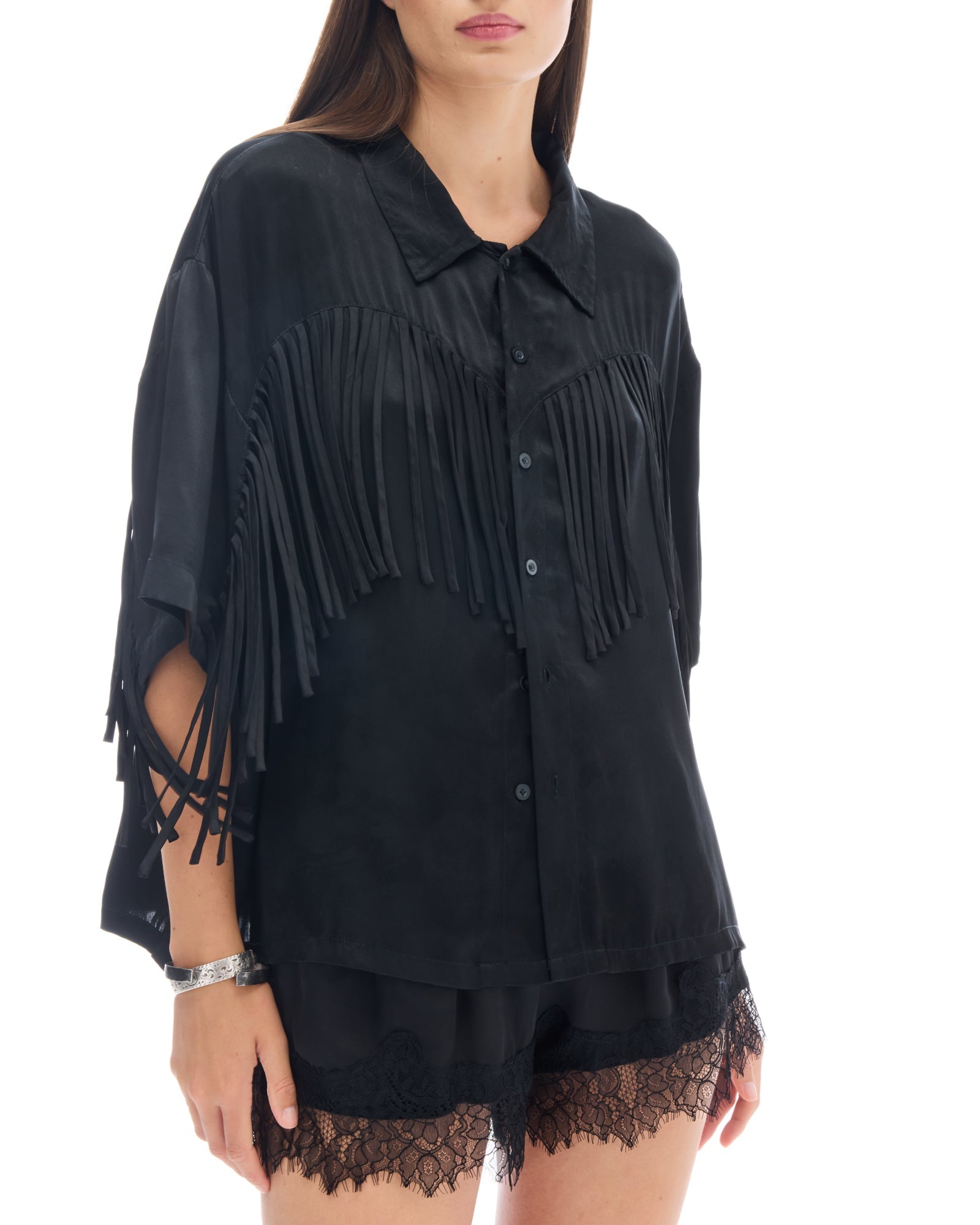 Ibiza Nights Satin Fringed Shirt THE TALES