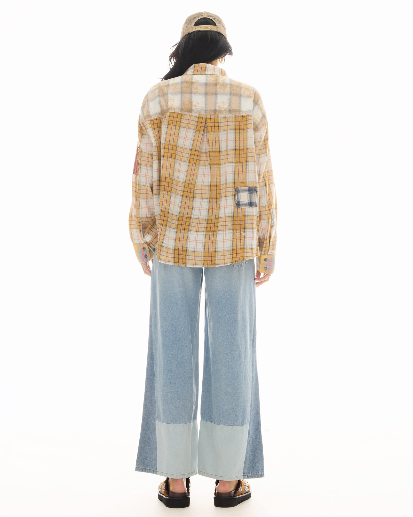 Patched Up Yellow Flannel Western Shirt by THE TALES - product photo