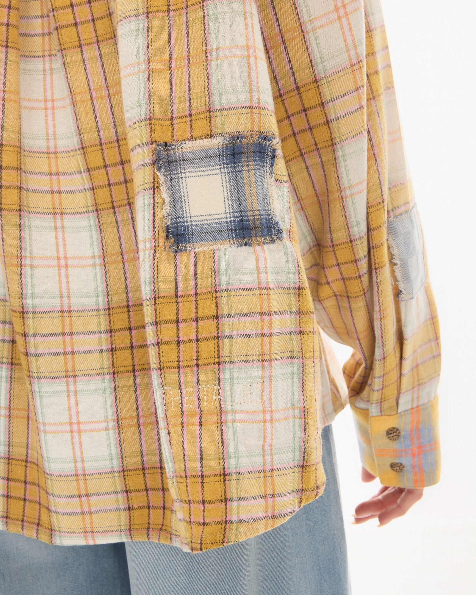 Patched Up Yellow Flannel Western Shirt by THE TALES - product photo