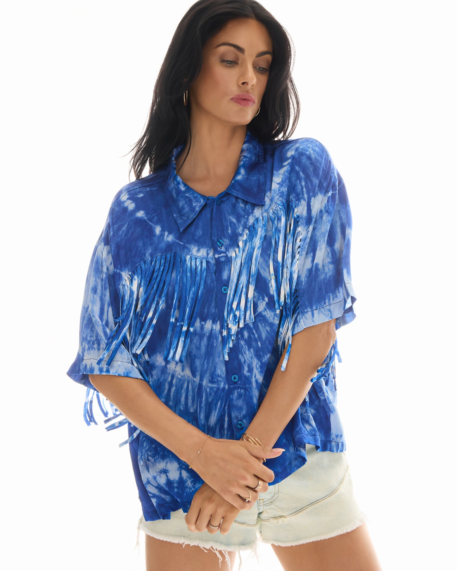 Ibiza Sky Hand Dyed Fringed Shirt THE TALES