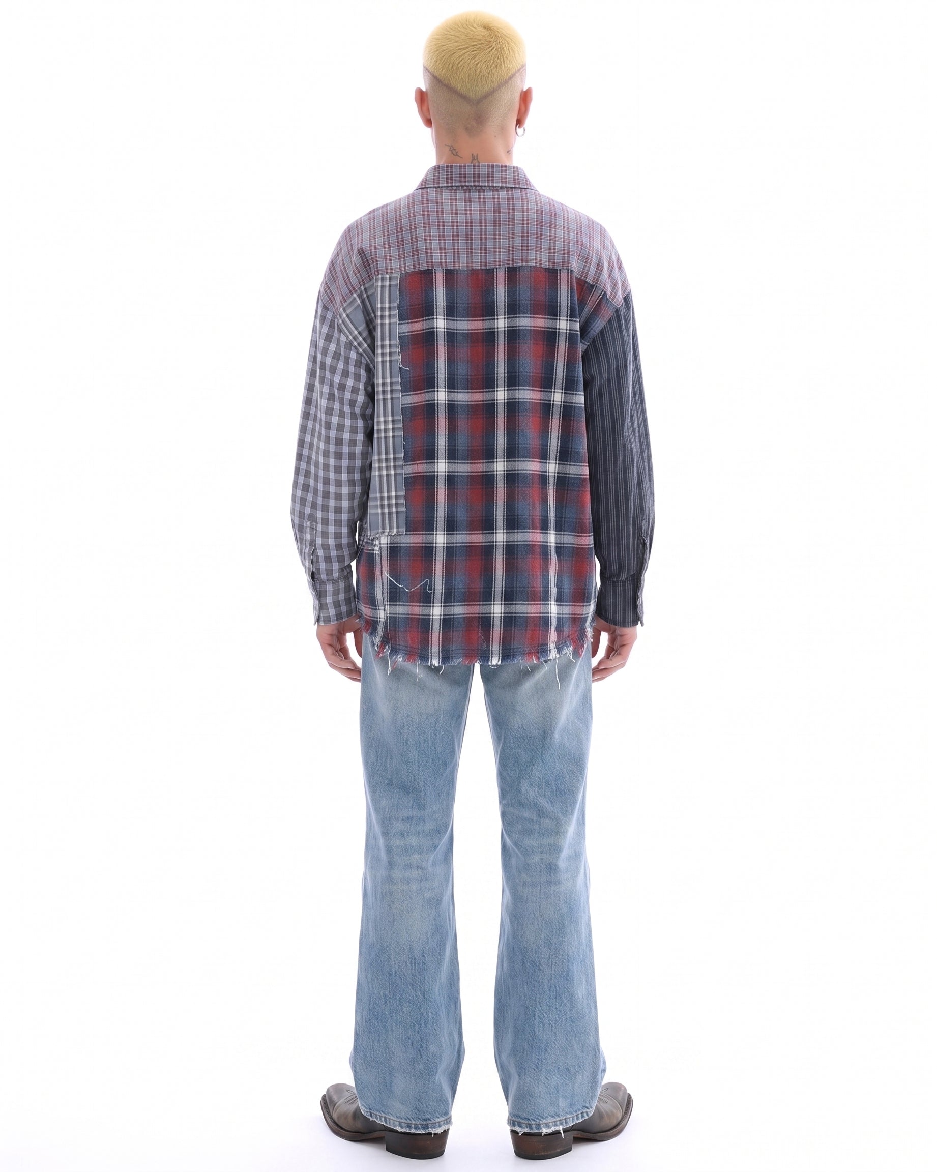 Pierced Patchwork Check Shirt