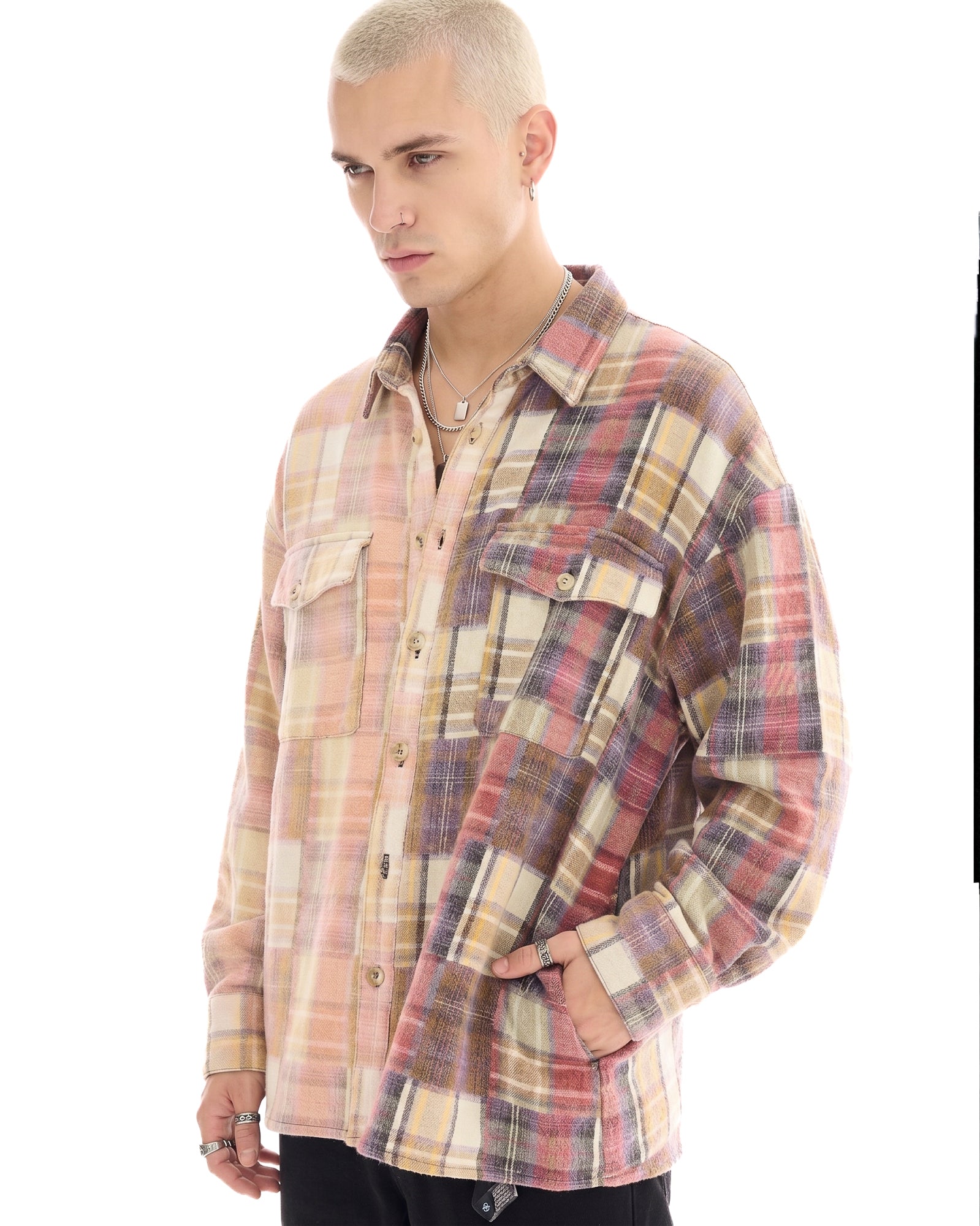 Patchwork Blanket Over Shirt