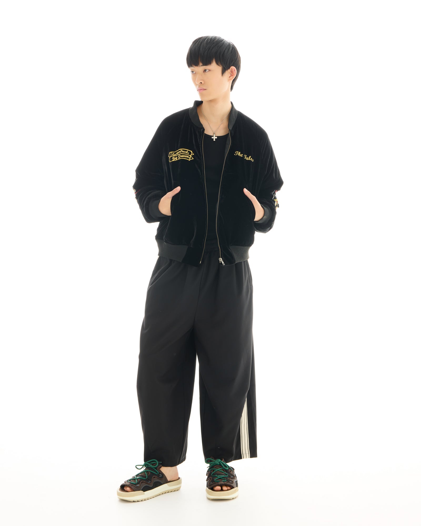 Tokyo Dragon Embroidered Velvet Bomber Jacket by THE TALES - back view