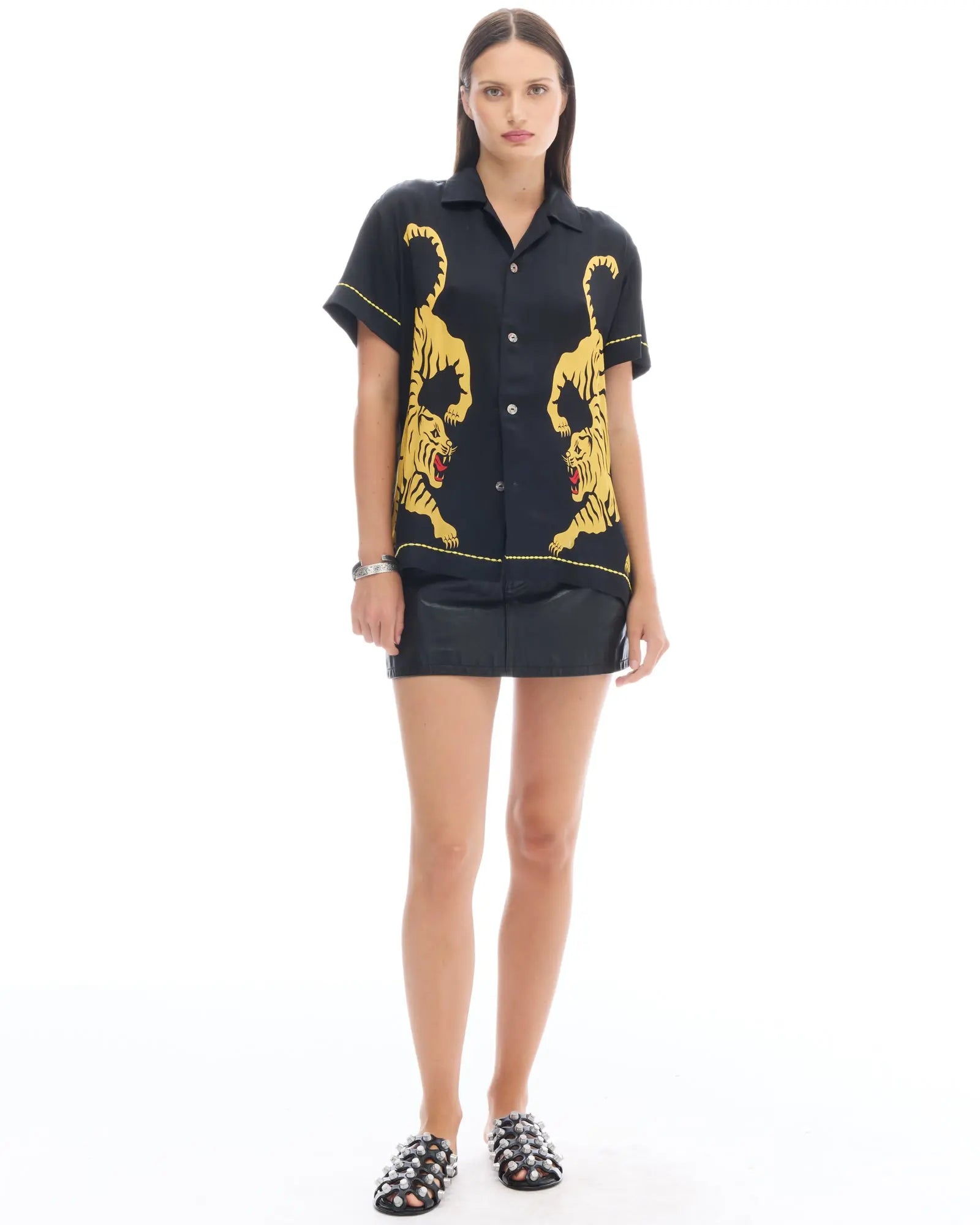 Crouching Tiger Silk Shirt by THE TALES - front view