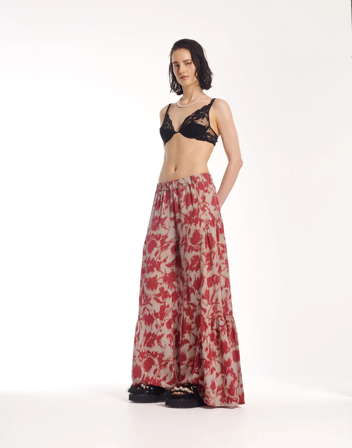 Italian Rose Crepe Florence Pants by THE TALES - side view