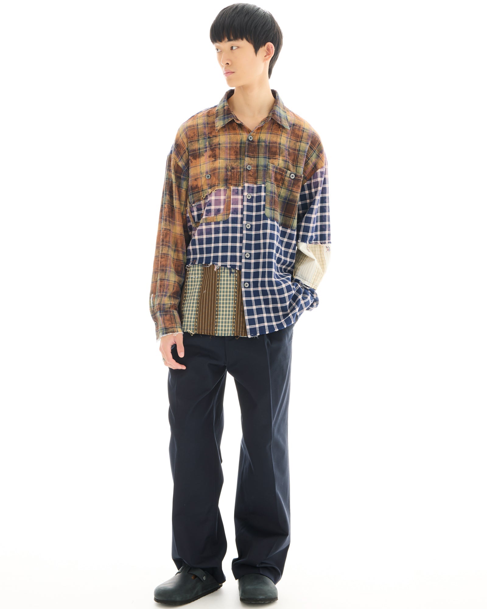 Reworked and Destroyed Mixed Check Shirt by THE TALES - product photo