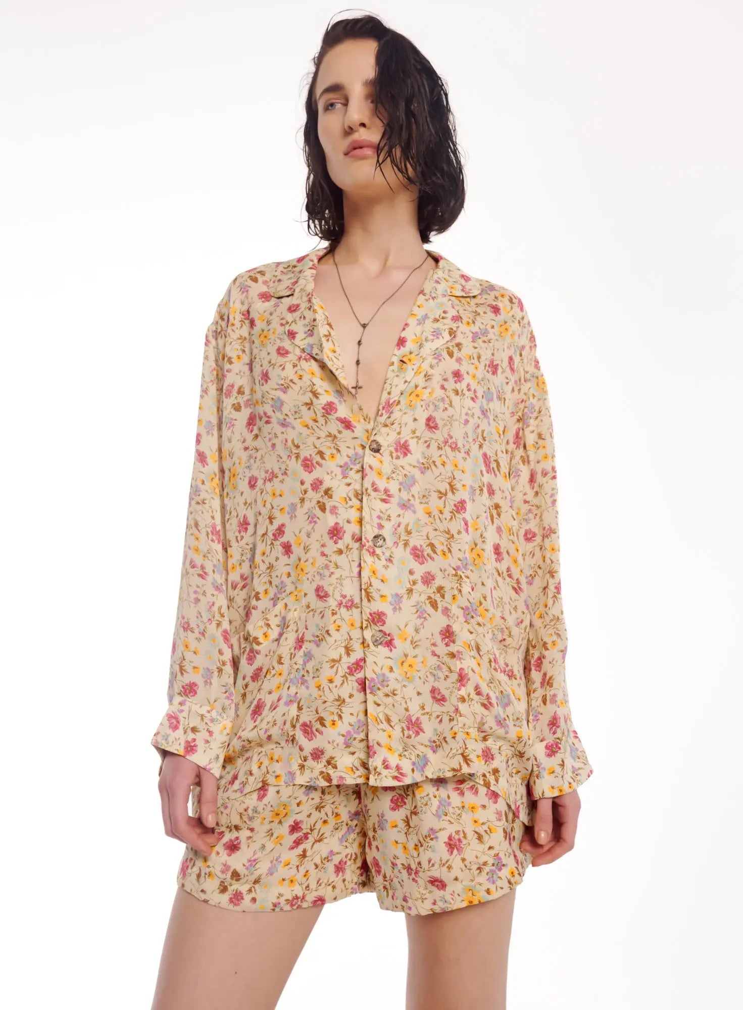 Florence Bloom Crepe Shorts by THE TALES - side view