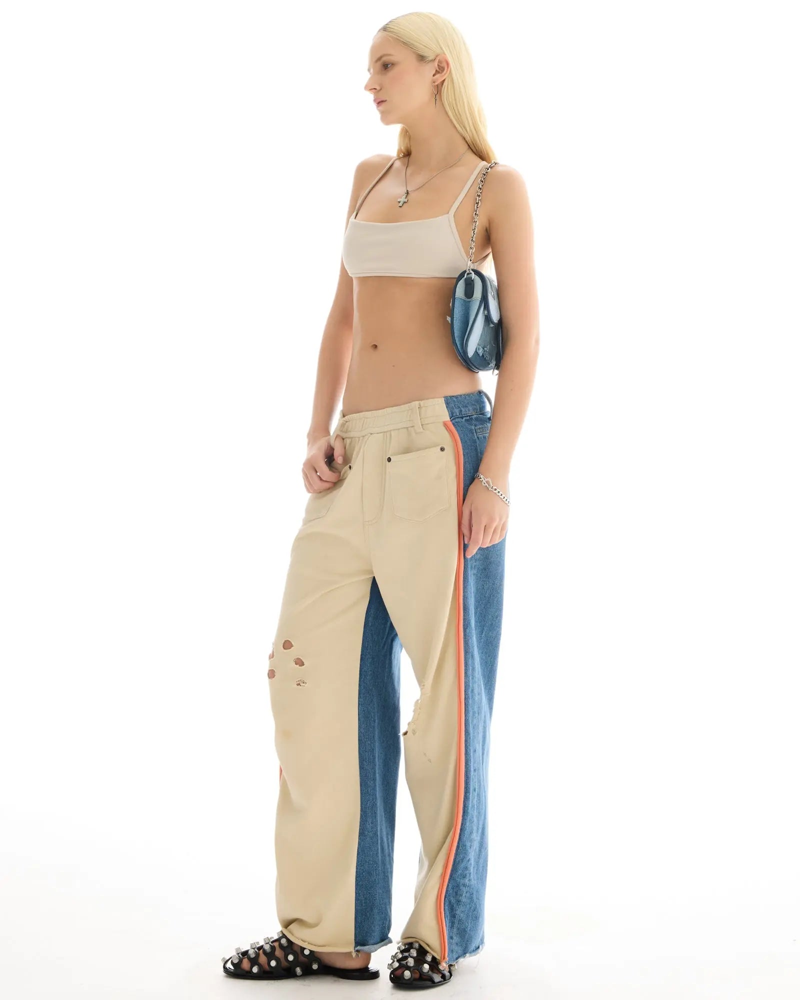 The Tales Denim Patched Sweat Jeans by THE TALES - back view
