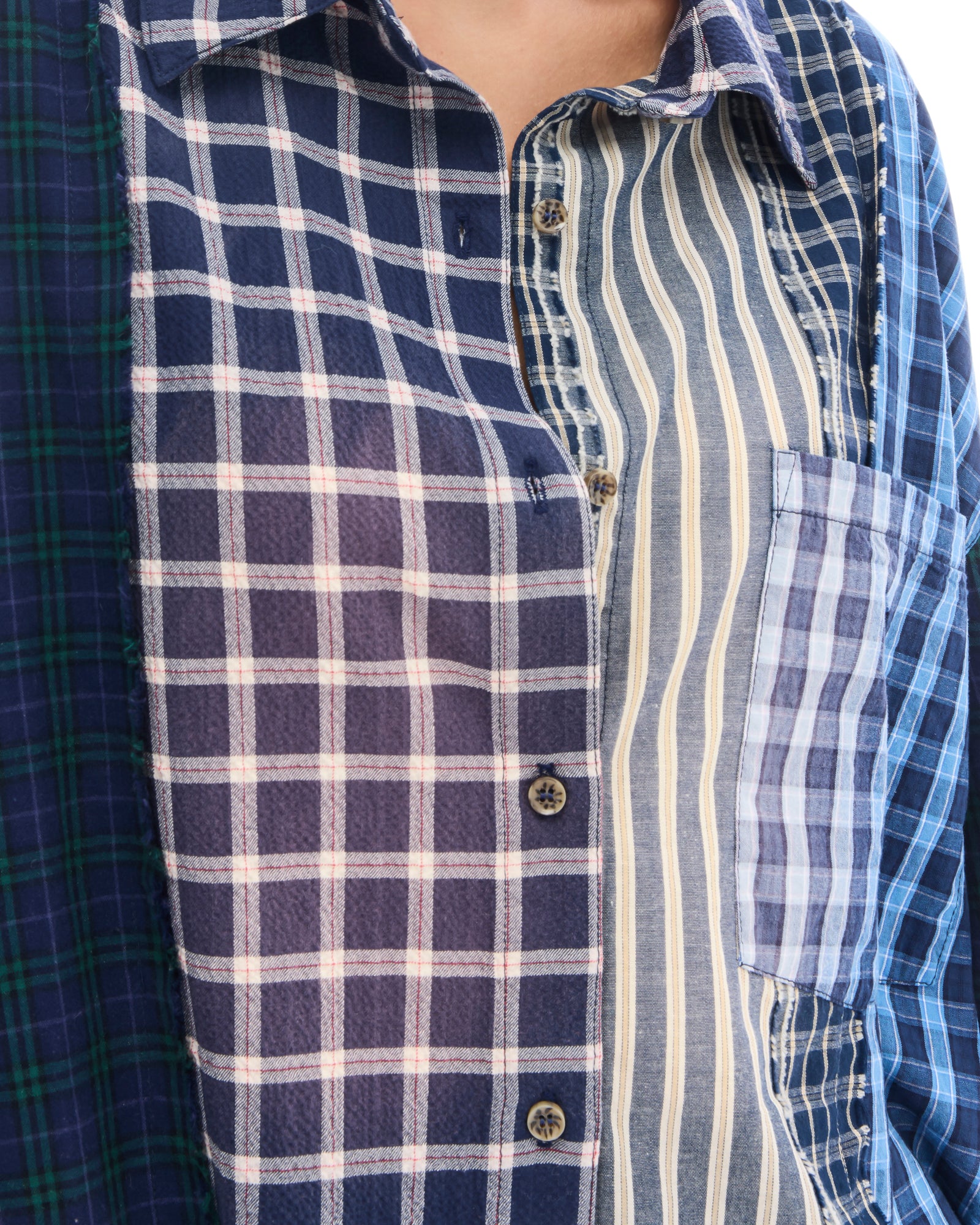 Patchwork Check Stripe Shirt