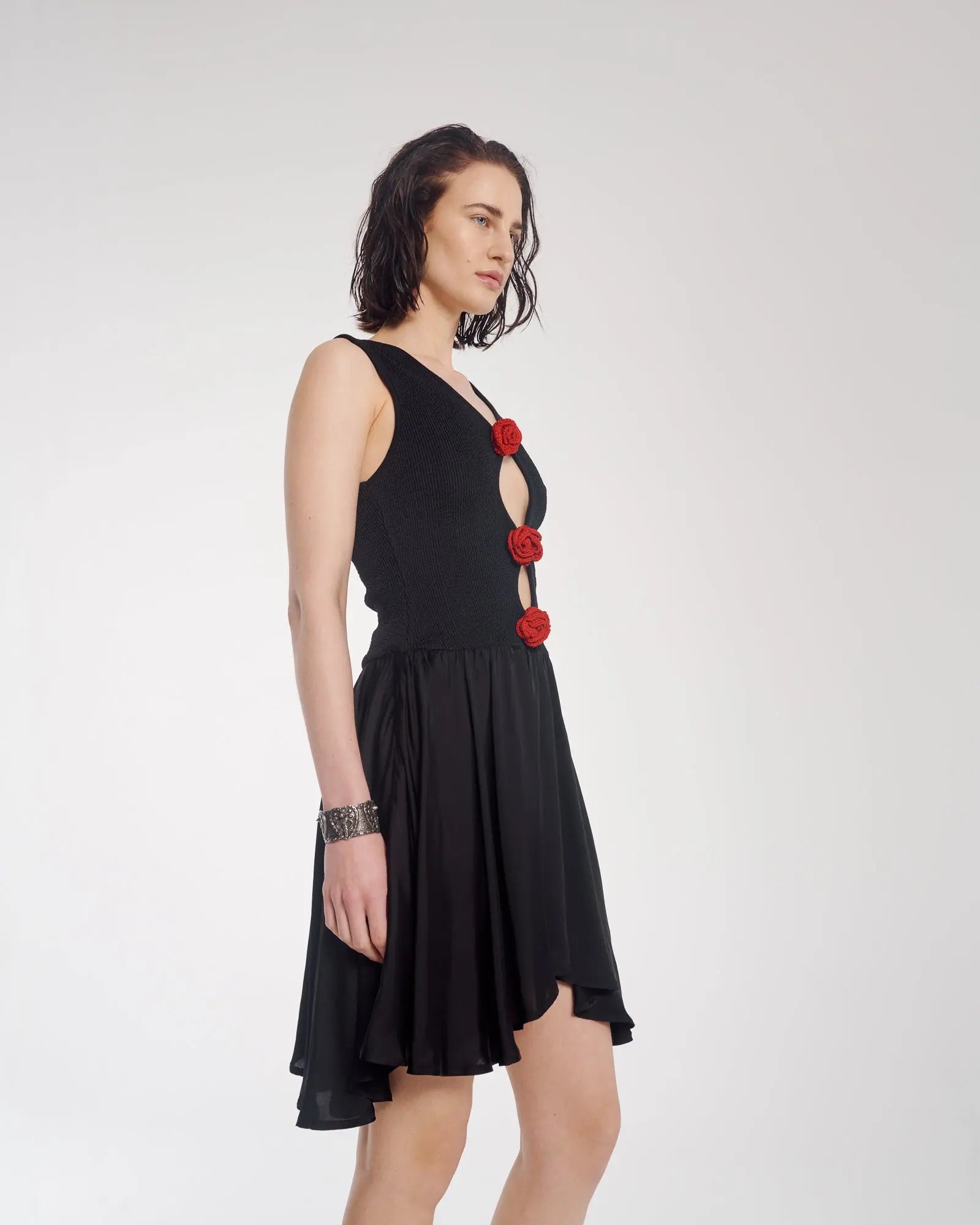Couture Rose Vixen Satin Dress by THE TALES - back view