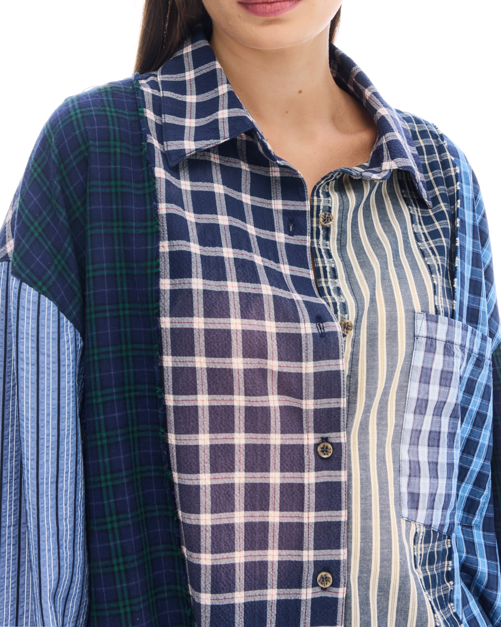 Patchwork Check Stripe Shirt by THE TALES - product photo