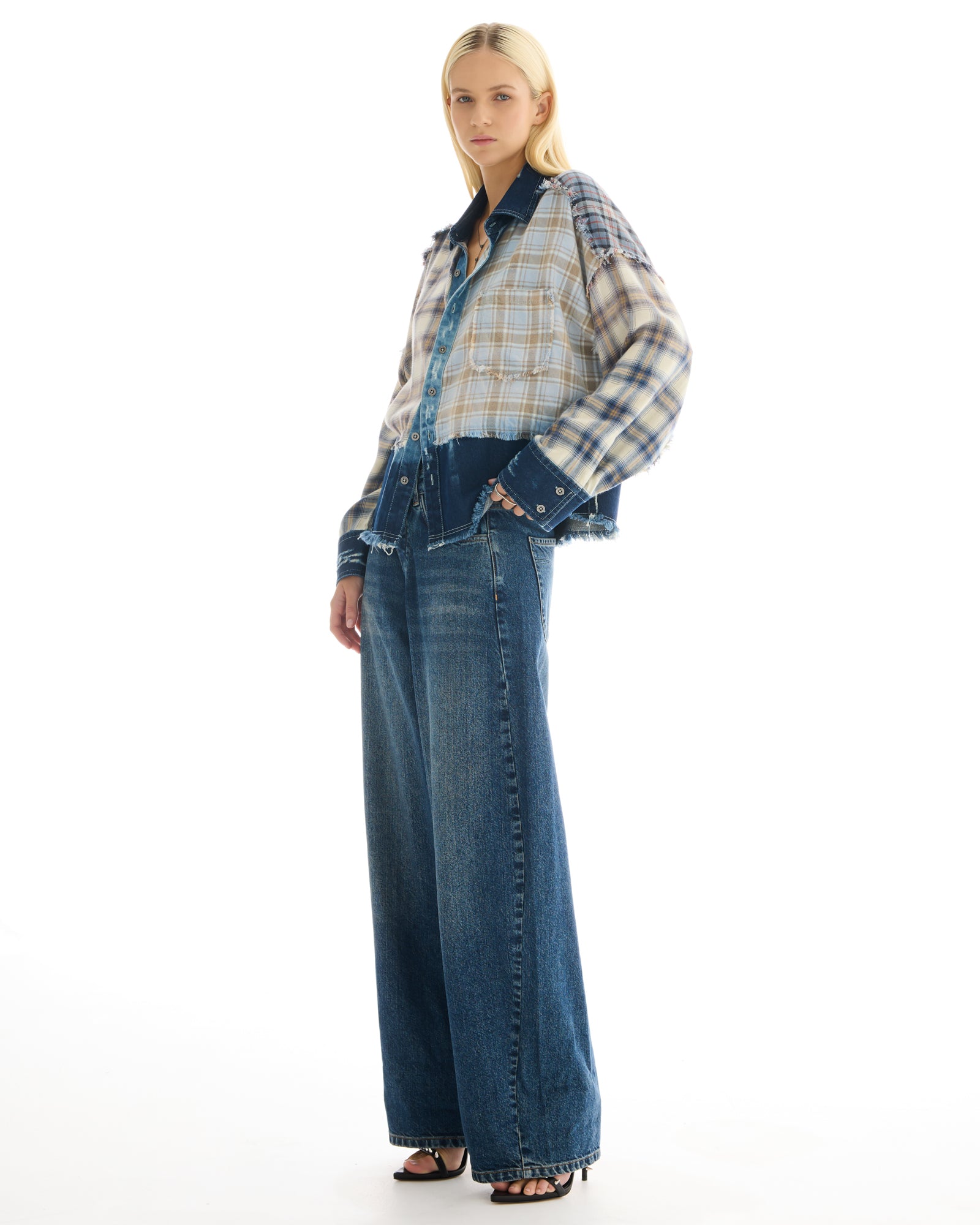 Mixed Flannel And Denim Shirt THE TALES