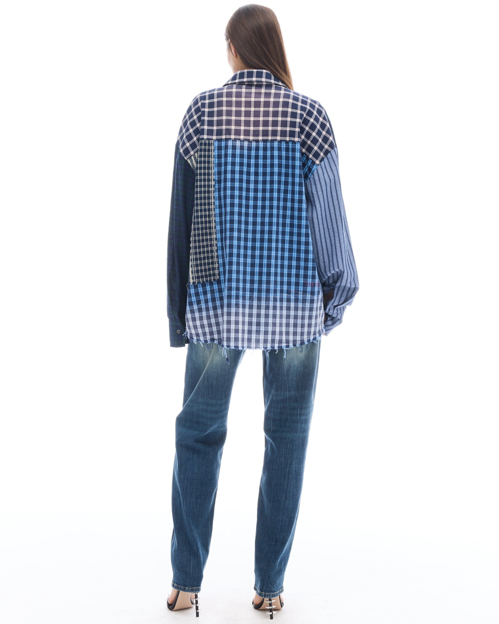 Patchwork Check Stripe Shirt by THE TALES - detail view