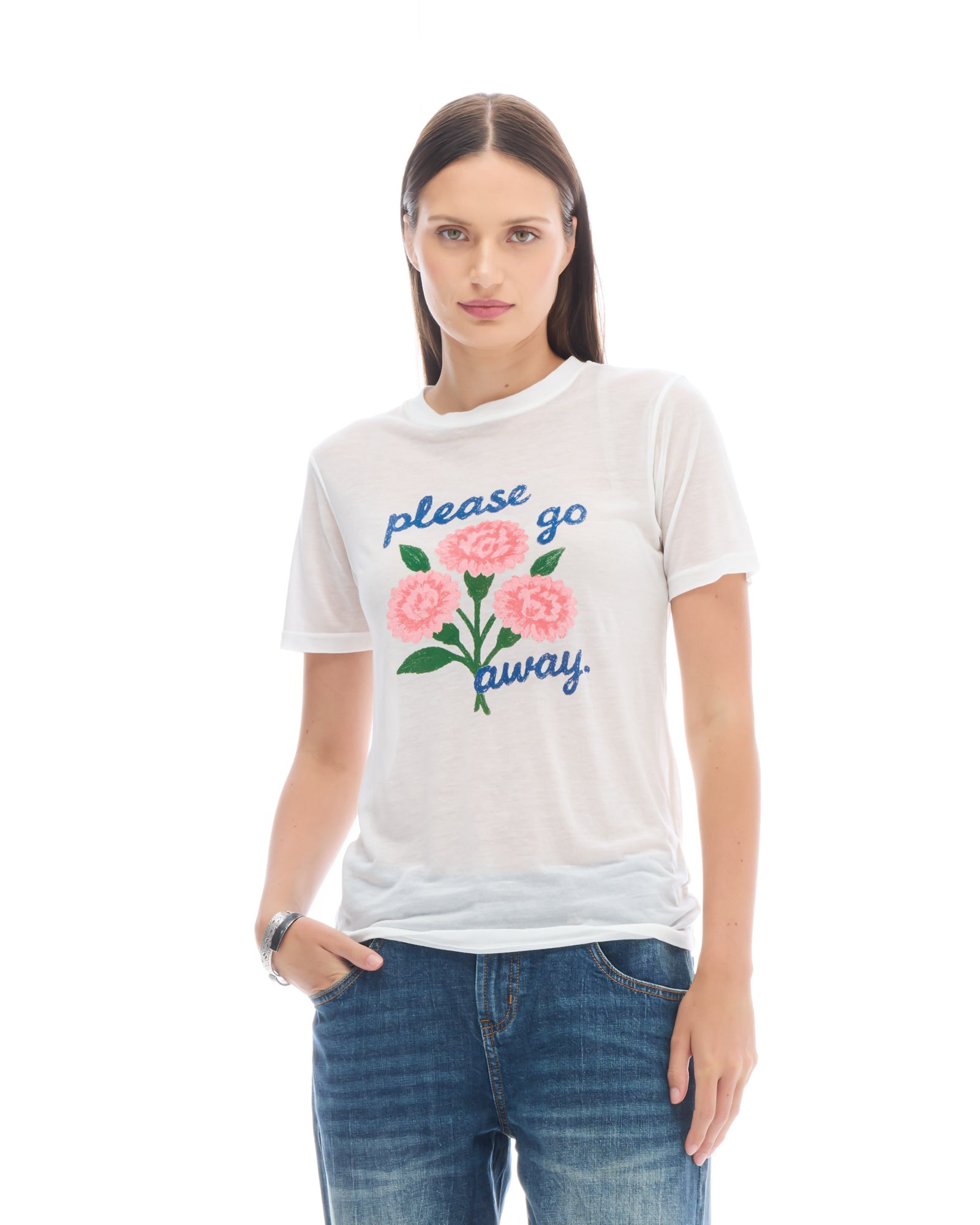 Please Go Away Fitted Tencel Tee