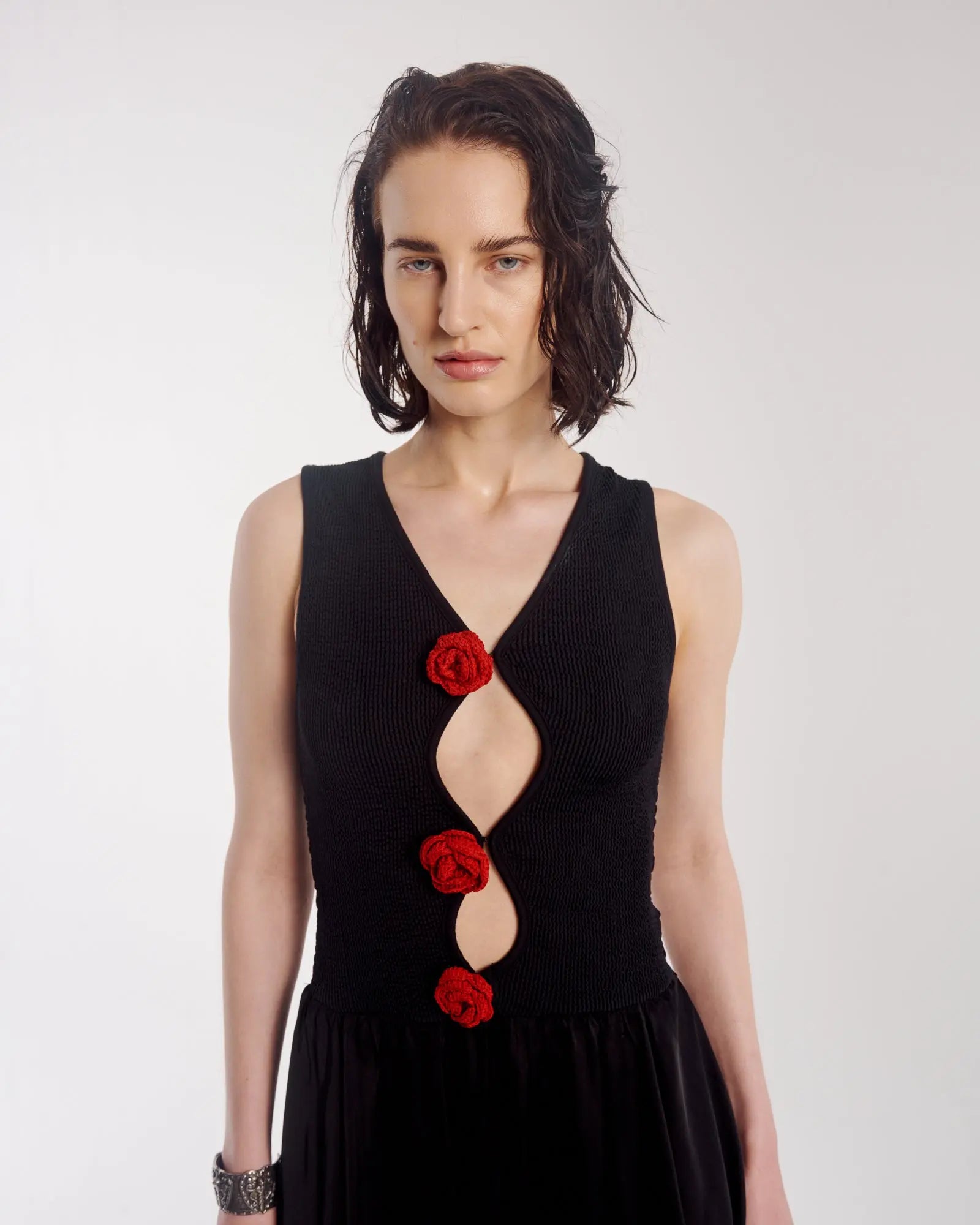 Couture Rose Vixen Satin Dress by THE TALES - detail view
