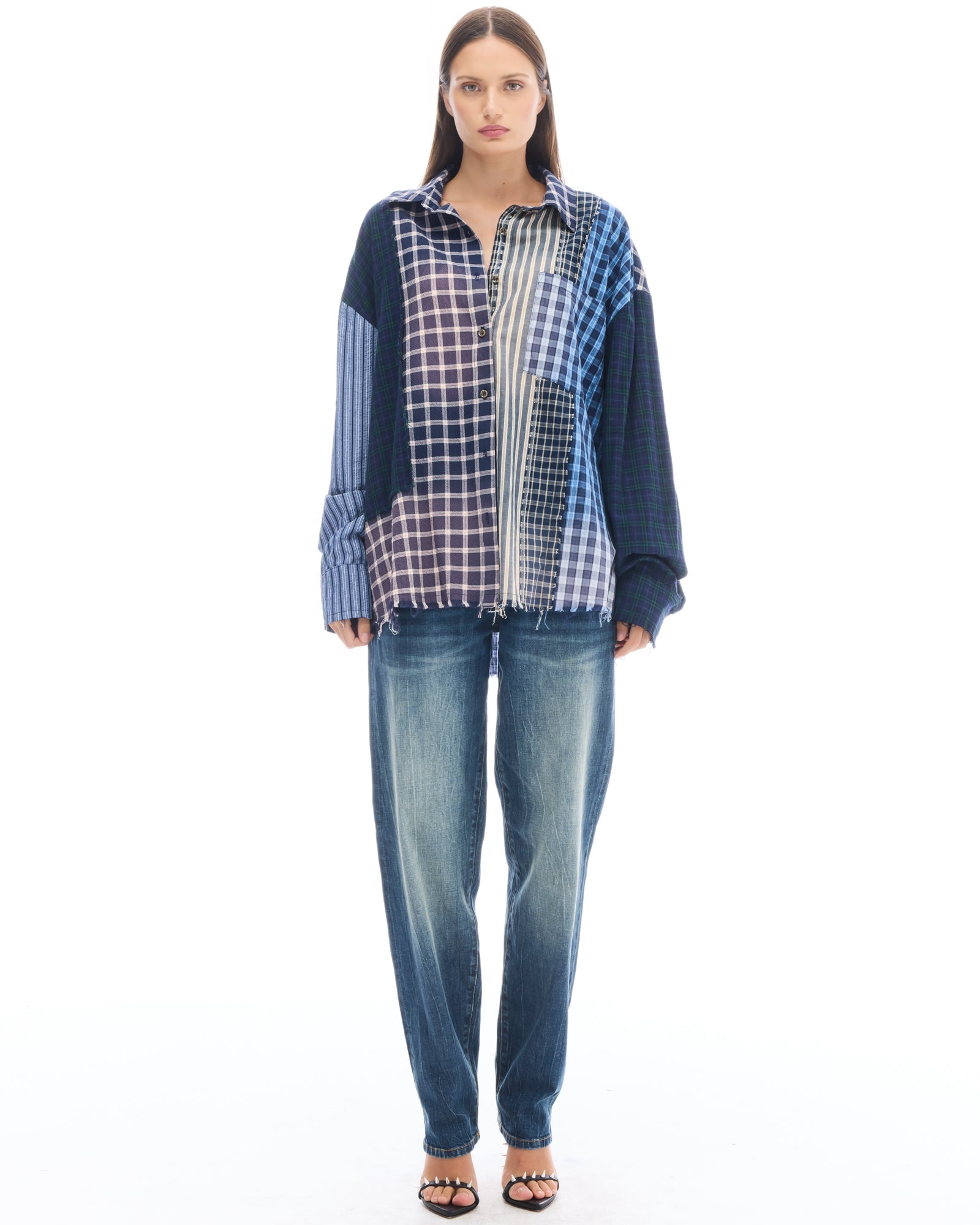 Patchwork Check Stripe Shirt by THE TALES - product photo