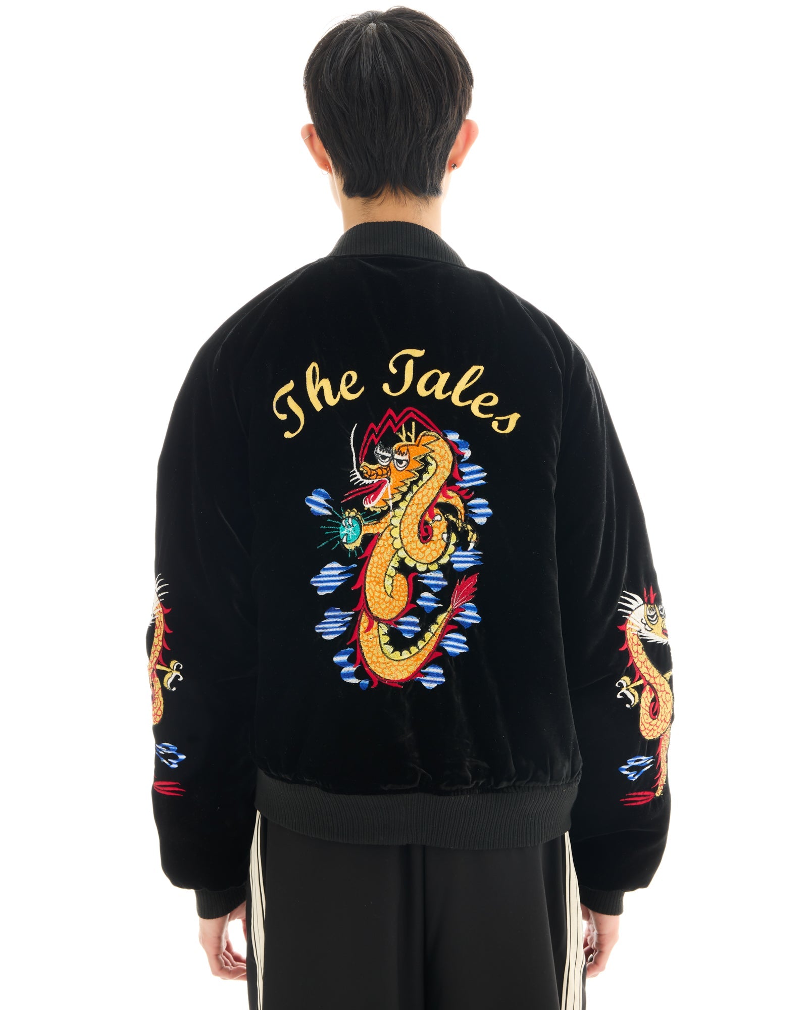 Tokyo Dragon Embroidered Velvet Bomber Jacket by THE TALES - product photo
