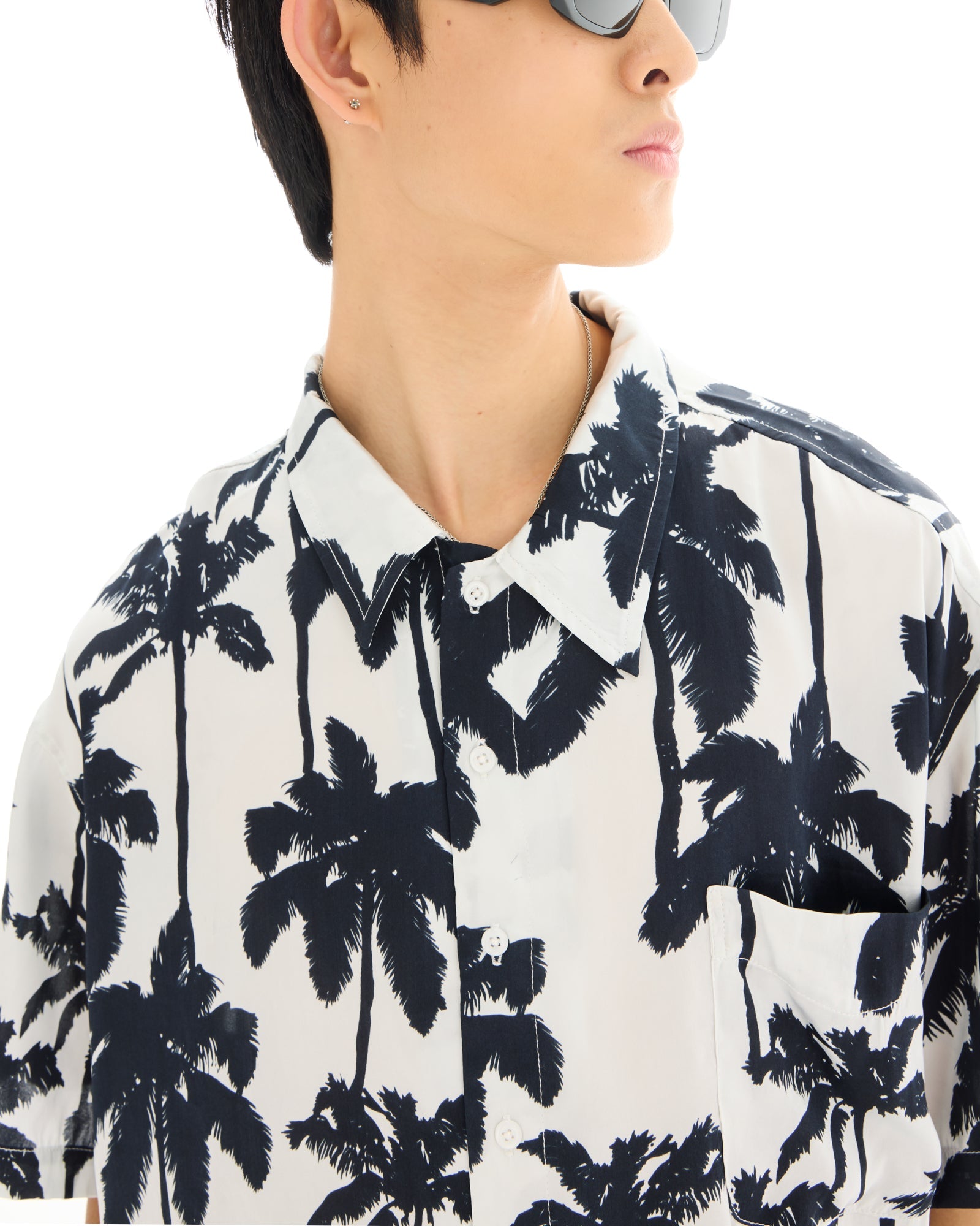 Mono Palm Oversized Silk Shirt THE TALES