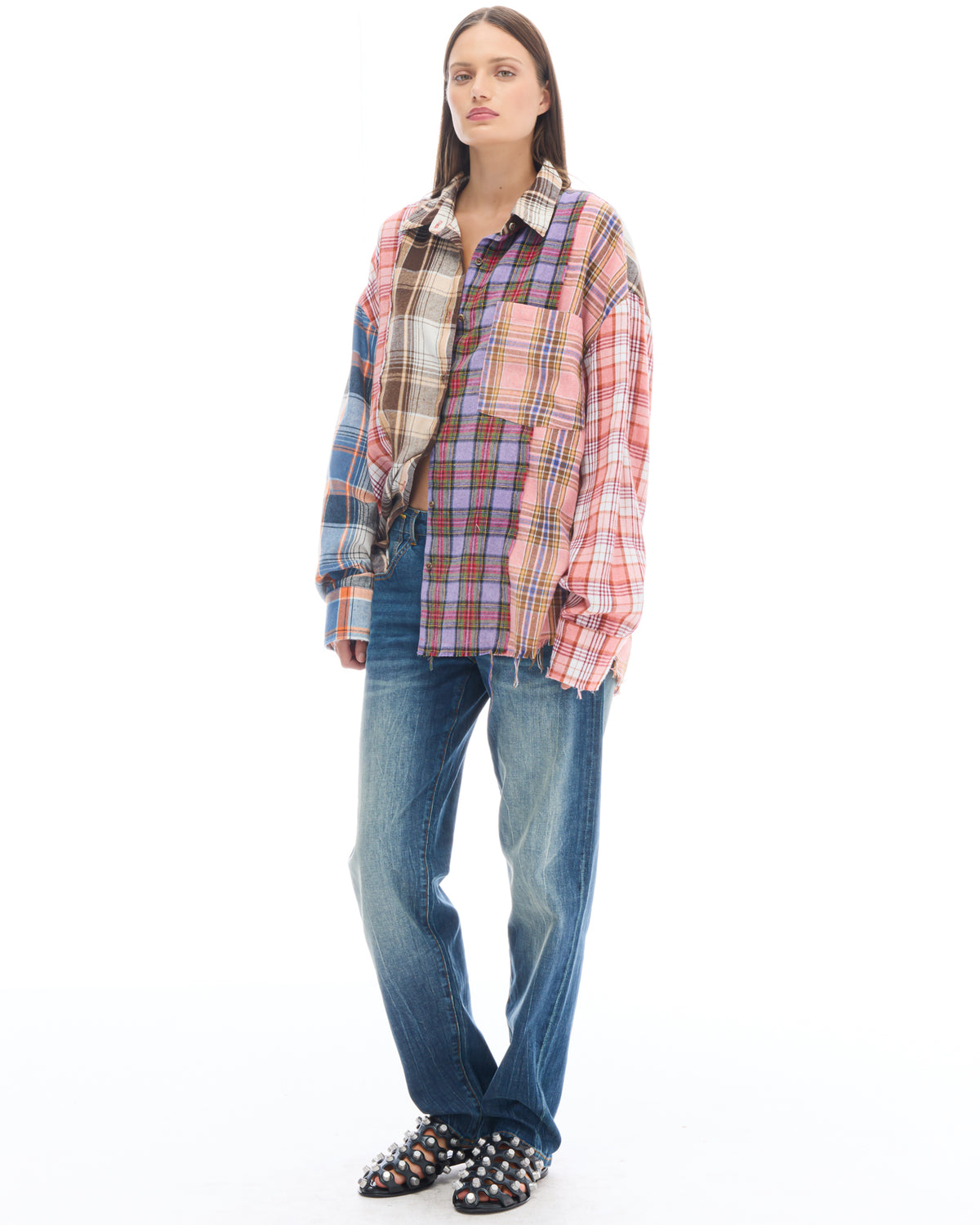 Patchwork Check Flannel Shirt