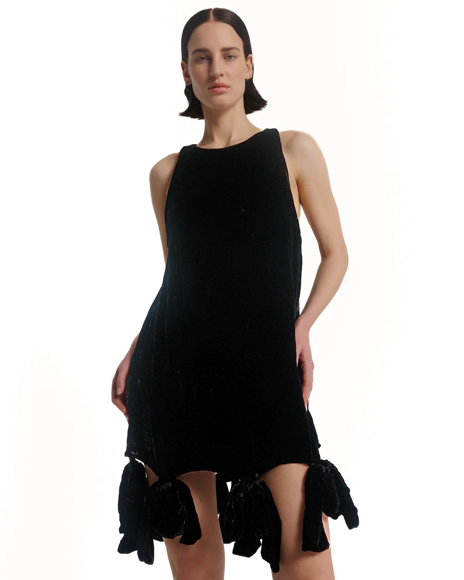 Silk Velvet Party Bow Mini Dress by THE TALES - product photo