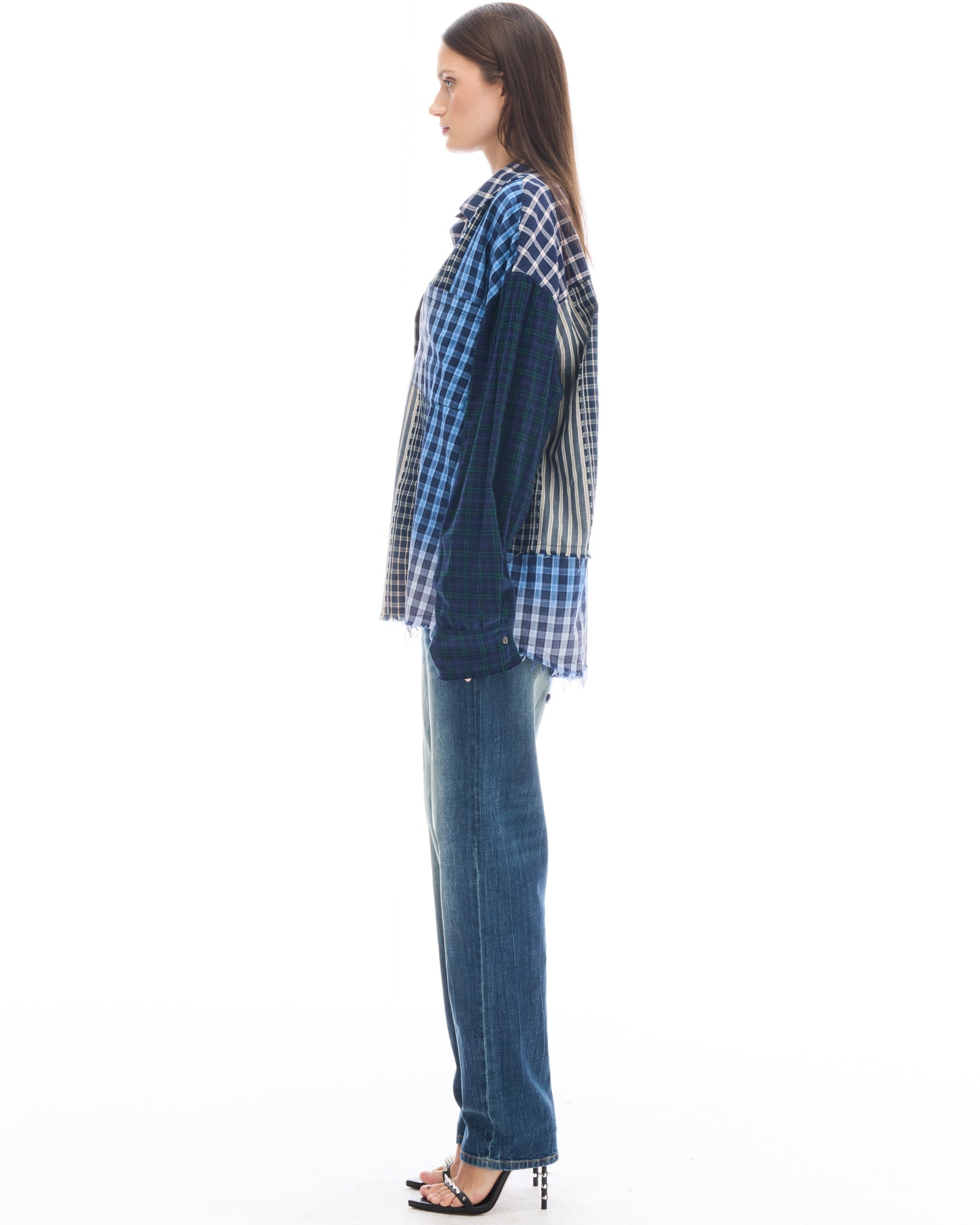 Patchwork Check Stripe Shirt by THE TALES - product photo