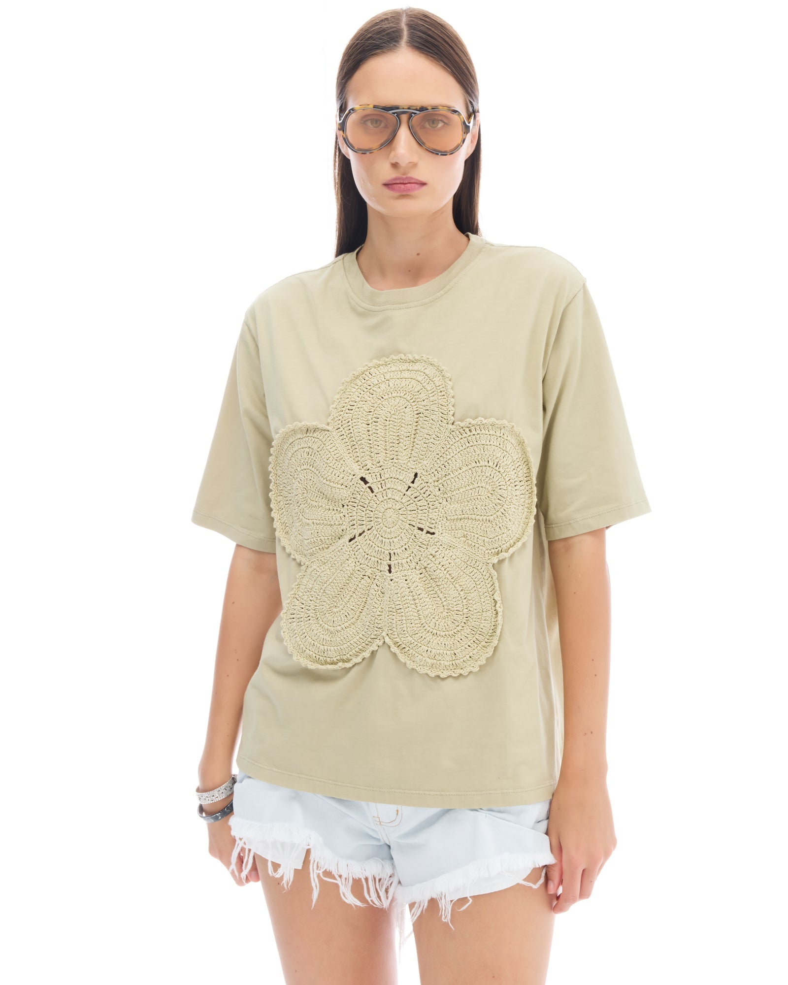 Hand Knit Crochet Flower Tee by THE TALES - product photo