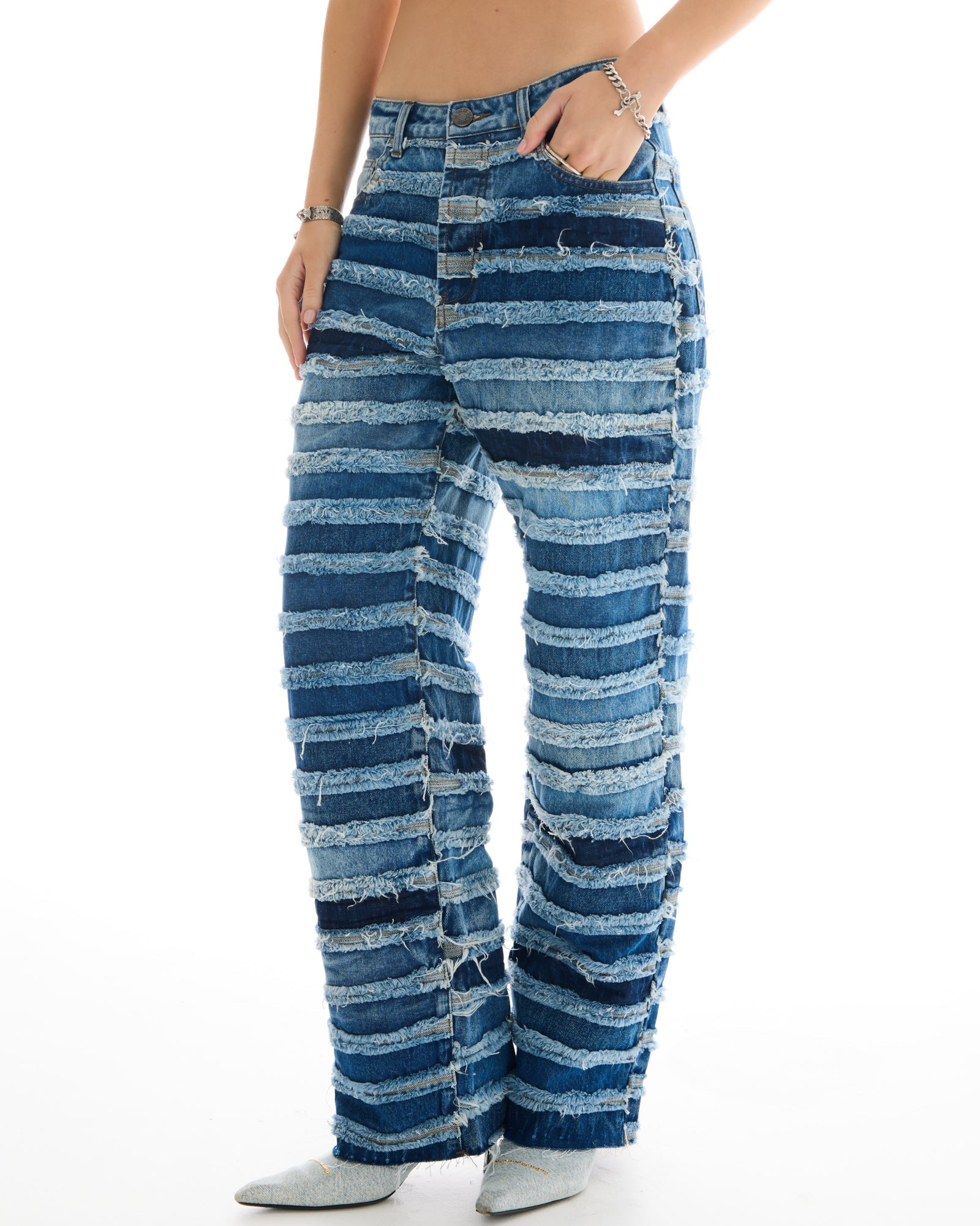 The Tales Reworked Panelled Denim Jeans by THE TALES - product photo