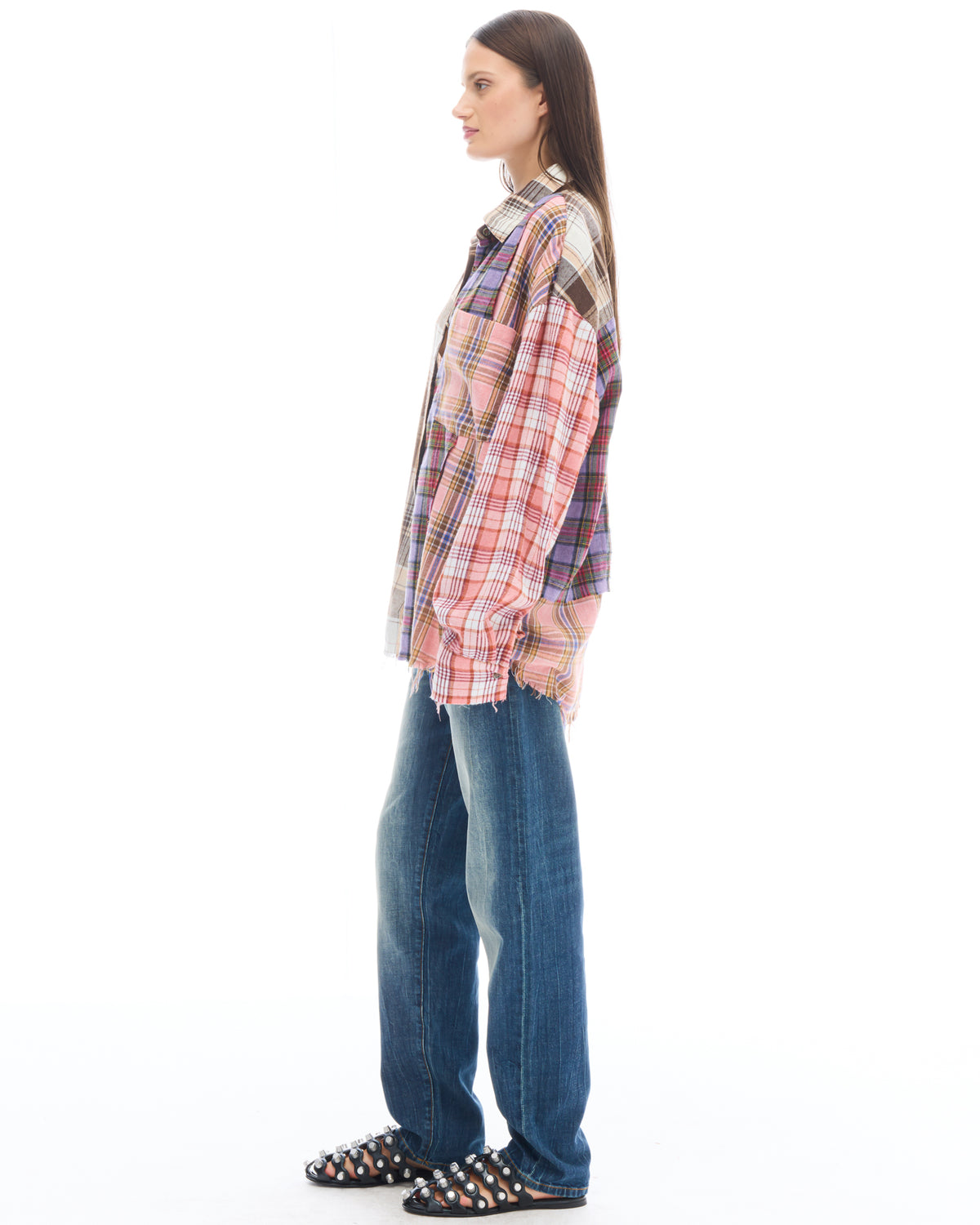 Patchwork Check Flannel Shirt