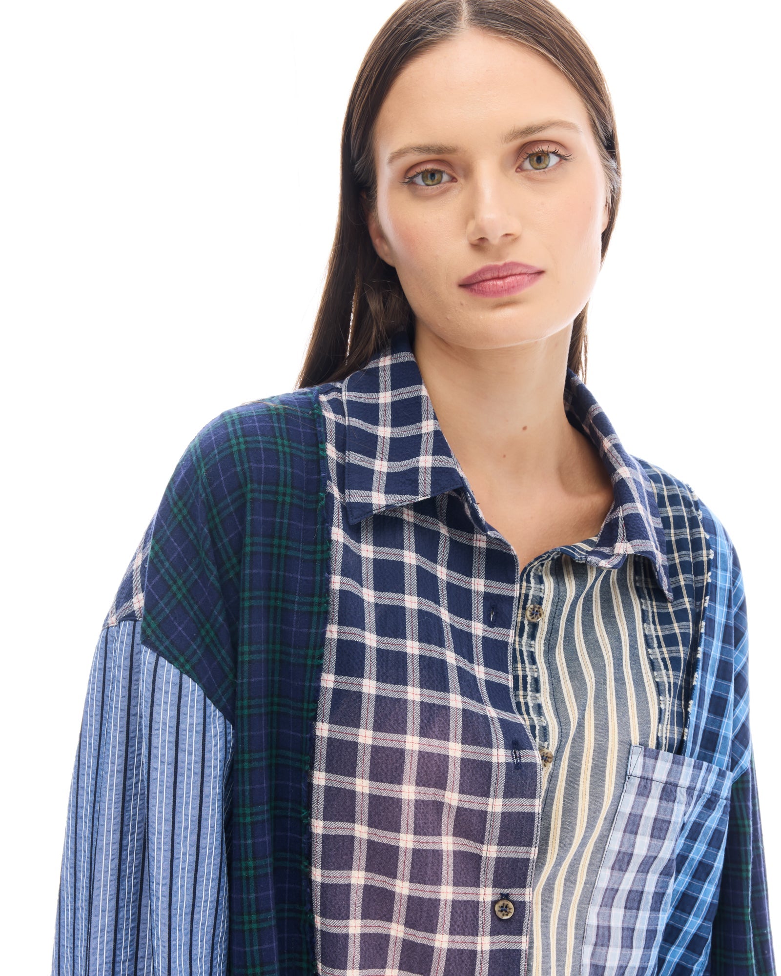 Patchwork Check Stripe Shirt THE TALES