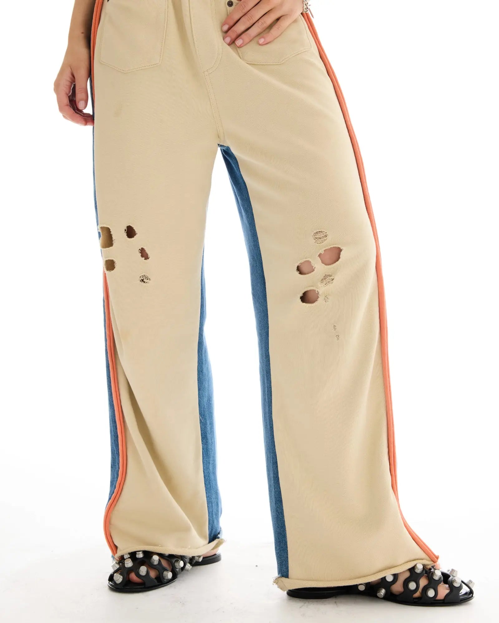 The Tales Denim Patched Sweat Jeans by THE TALES - product photo