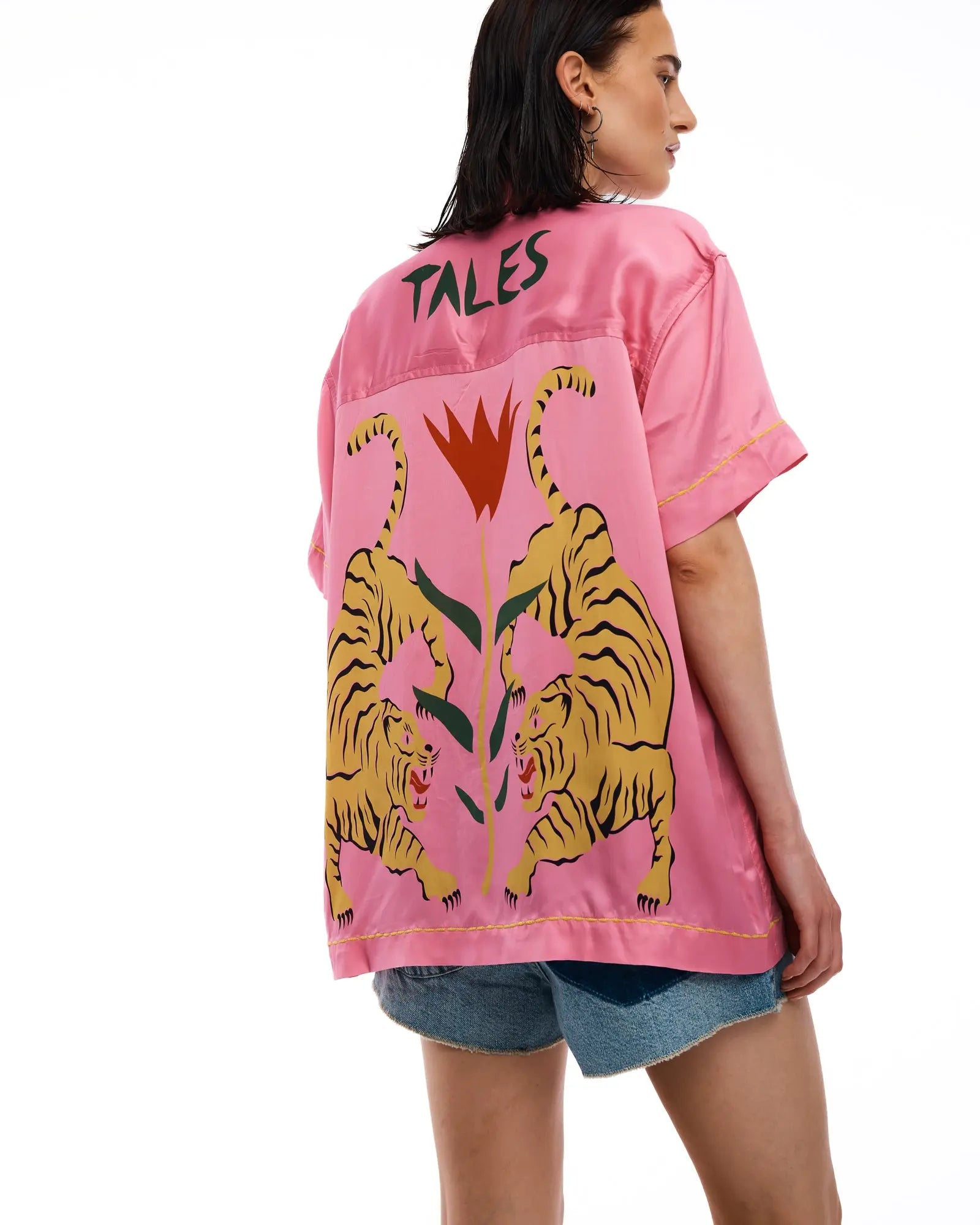 Crouching Tiger Washed Silk Shirt by THE TALES - close-up back detail