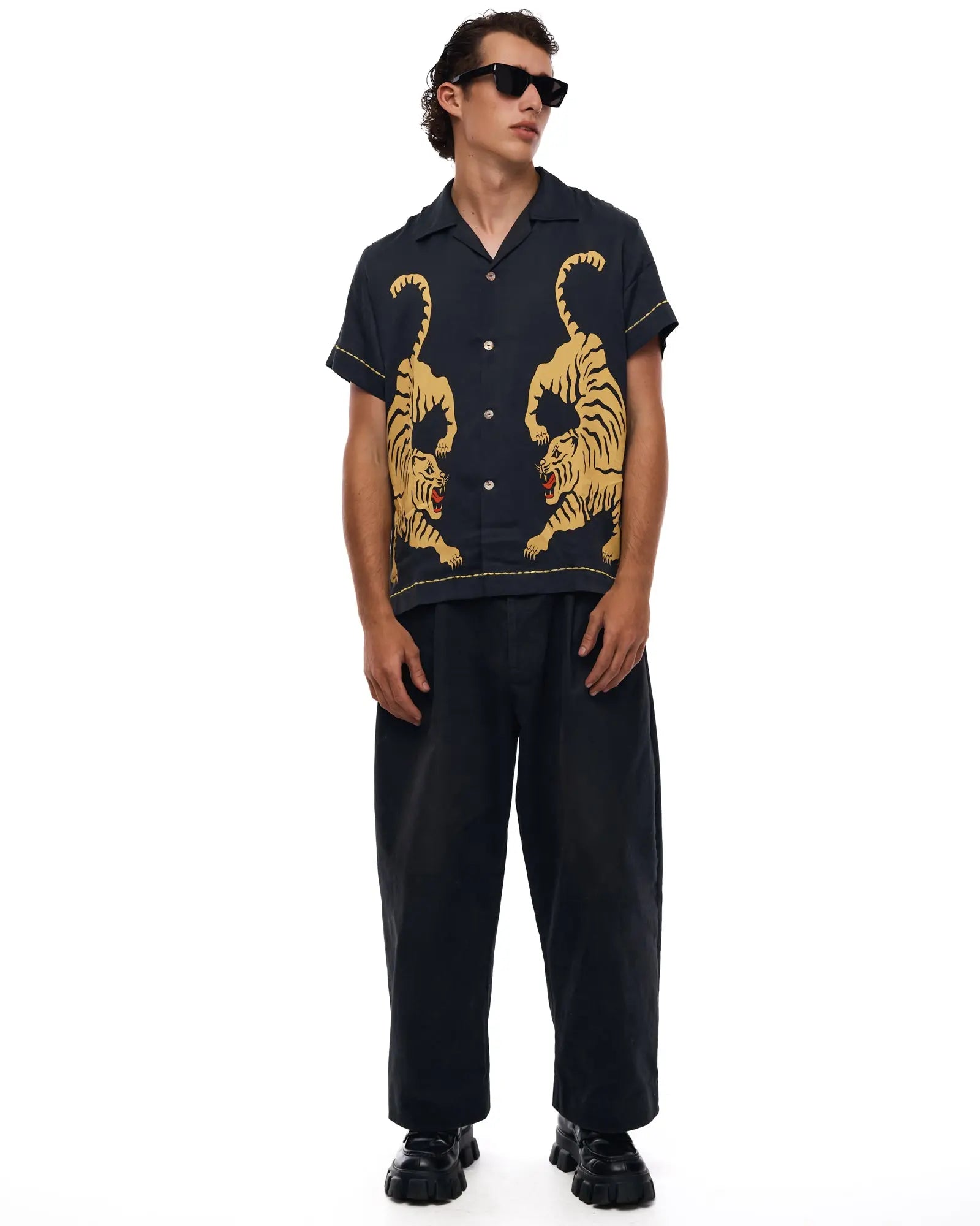 Crouching Tiger Silk Shirt by THE TALES - editorial shot