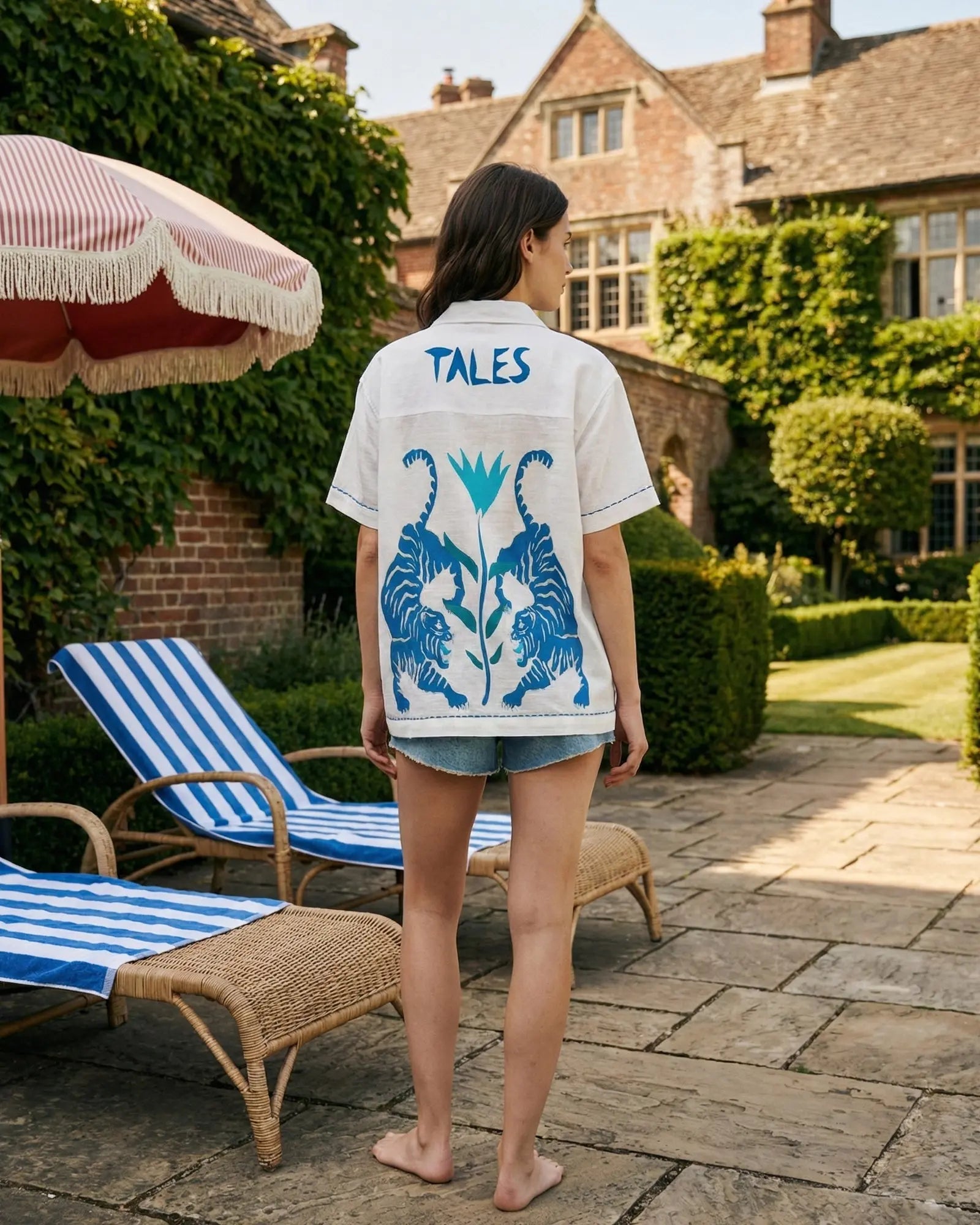 Crouching Tiger Shirt by THE TALES - white cotton product photo