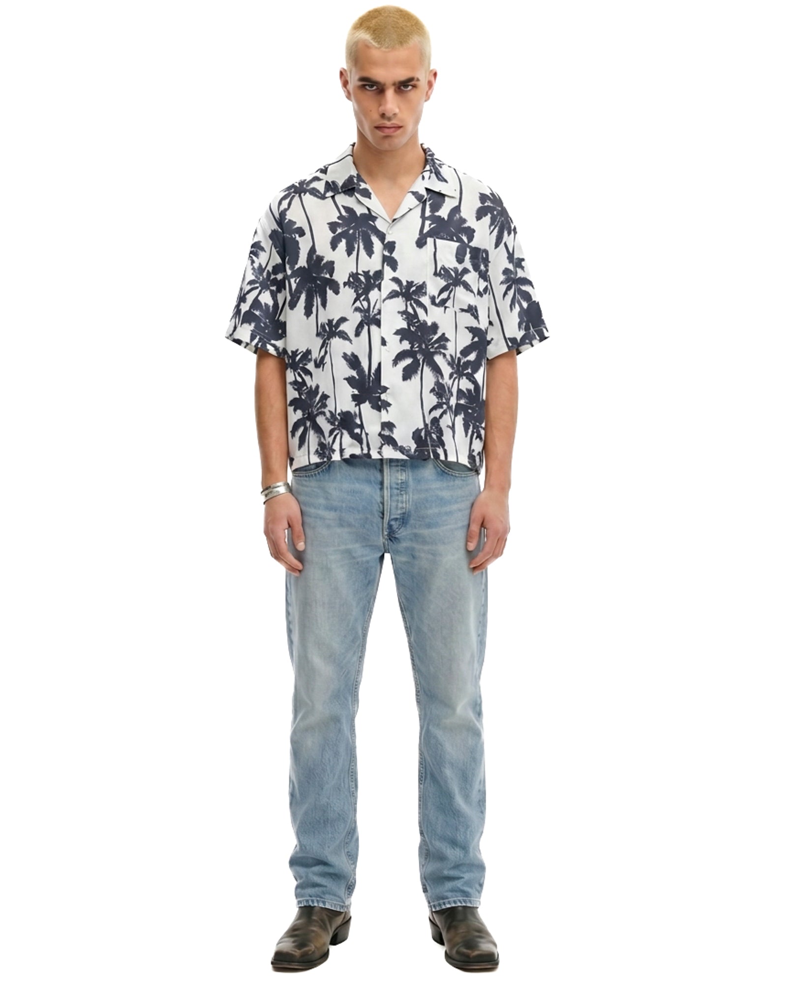 Mono Palm Oversized Silk Shirt THE TALES