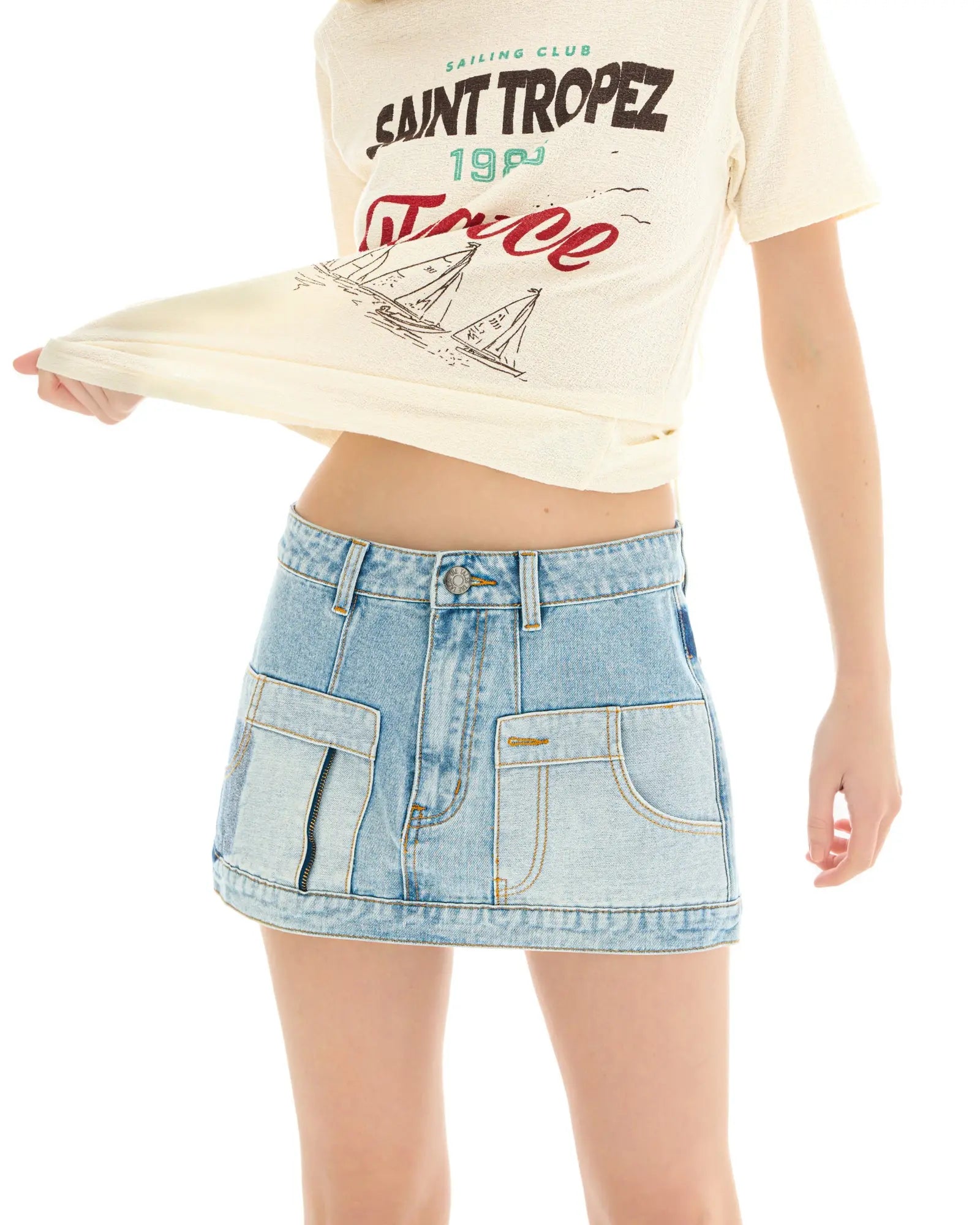 The Tales Reworked Denim Skirt THE TALES